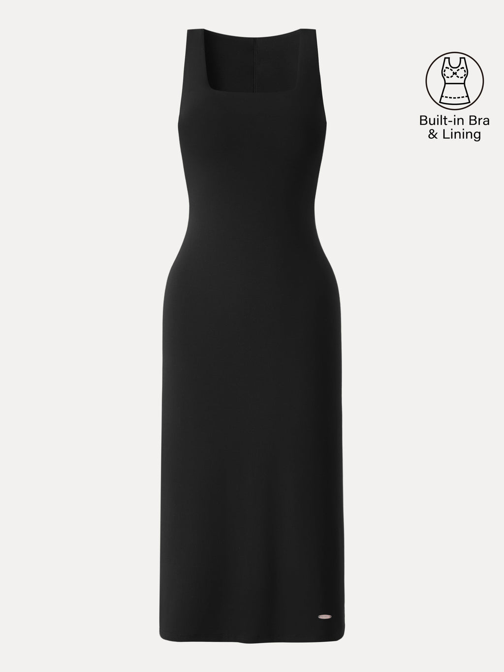 OGLmove Women's Back Smoothing Bandless Square Neck Midi Bra Dress