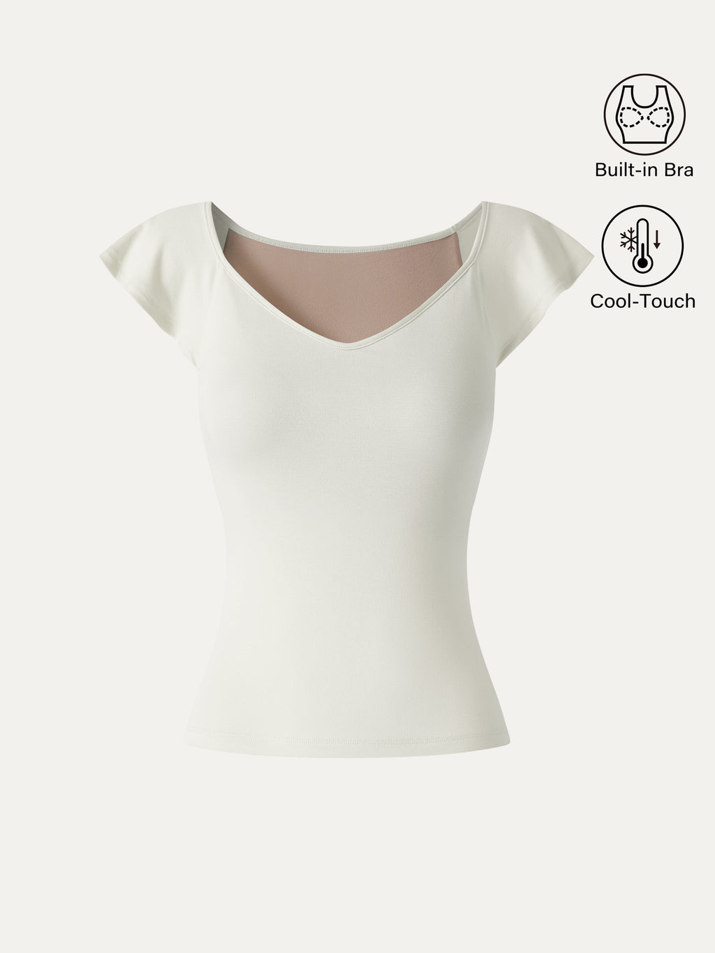 OGLmove Matte Smooth Diamond Neck Flutter Sleeve Bra Top