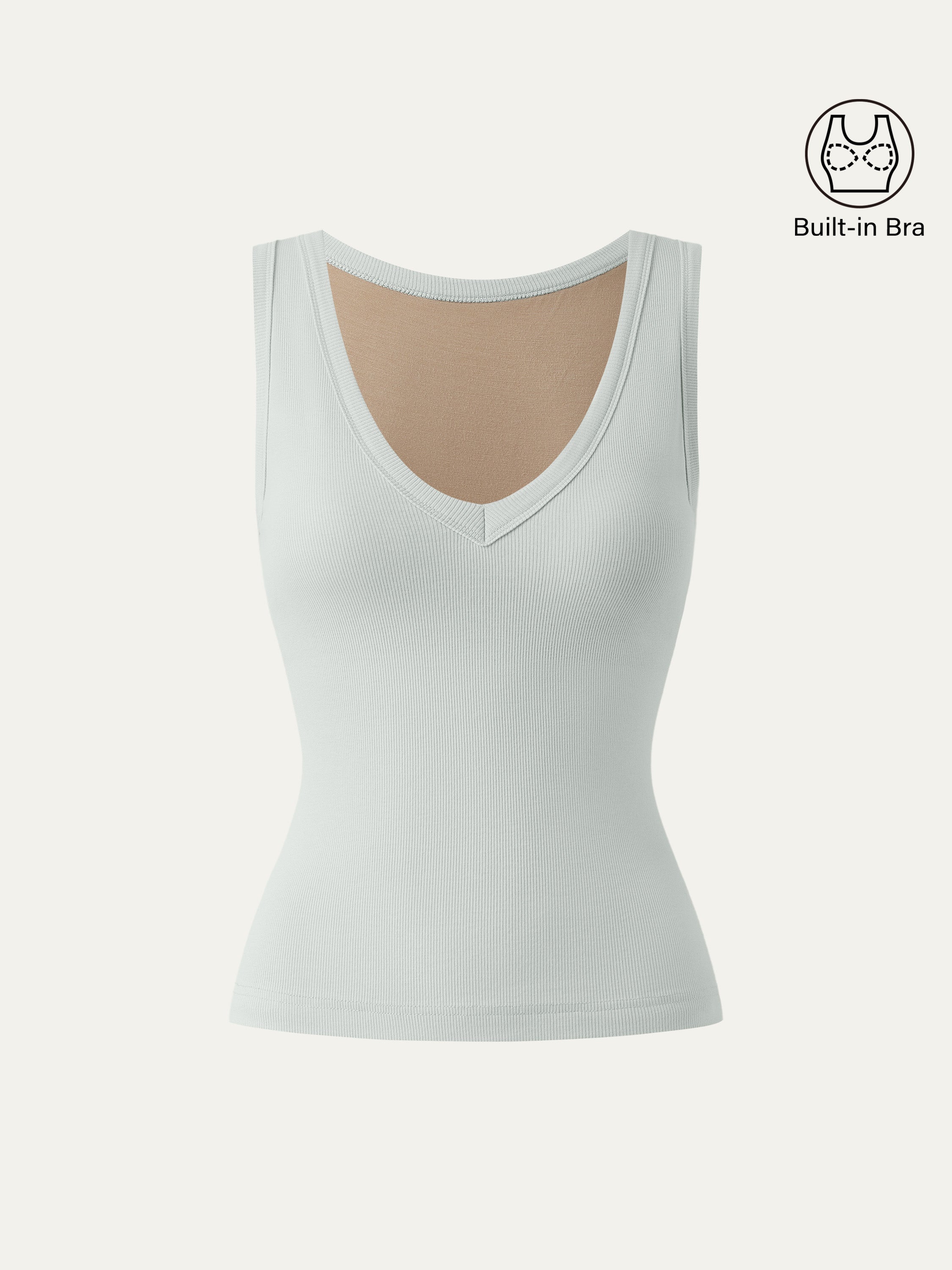 OGLmove Stretchy Cotton Air Bra V-Neck Tank Top Heather Grey