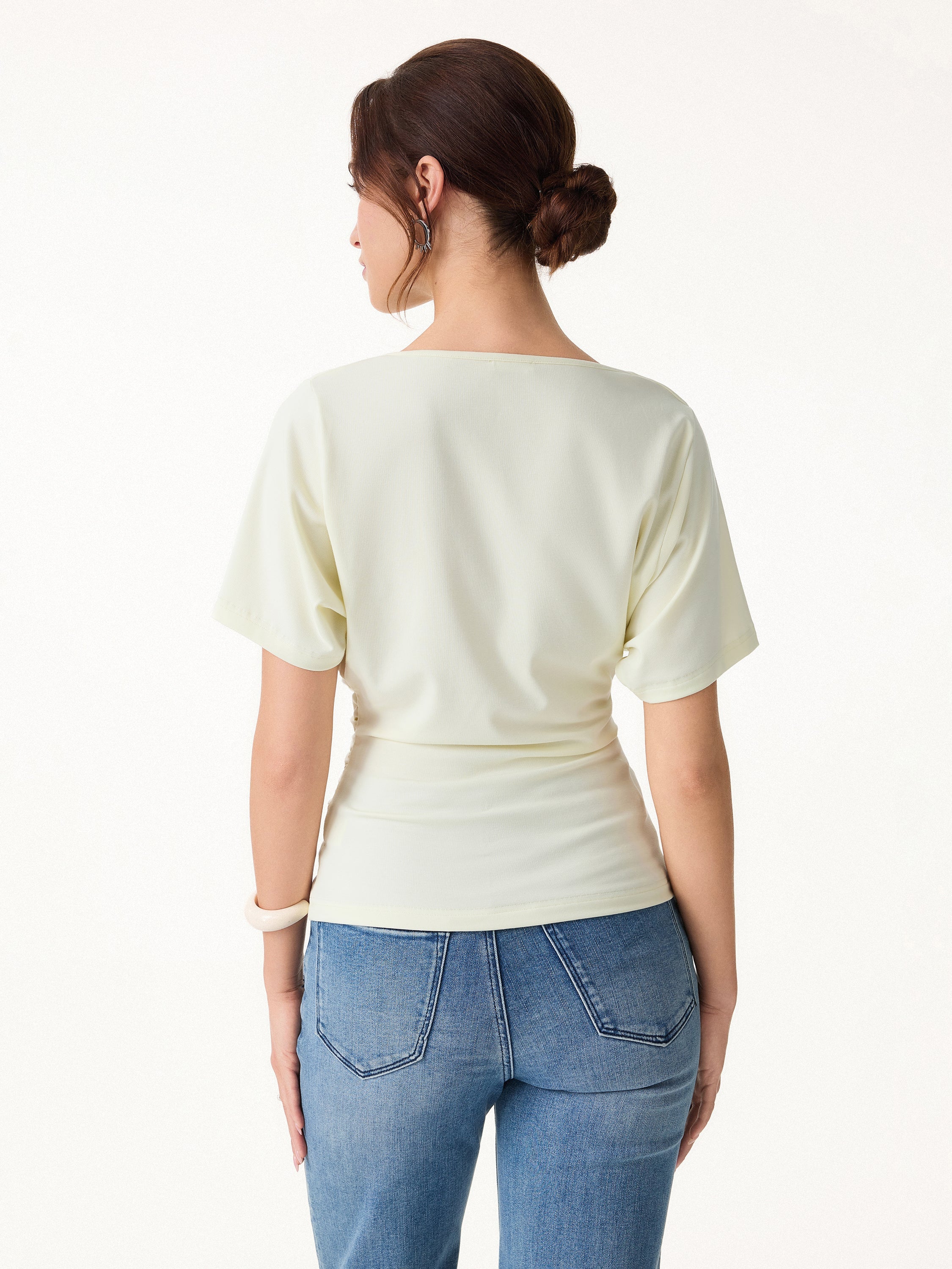 OGLmove Asymmetrical Cowl Neck Ruched Top