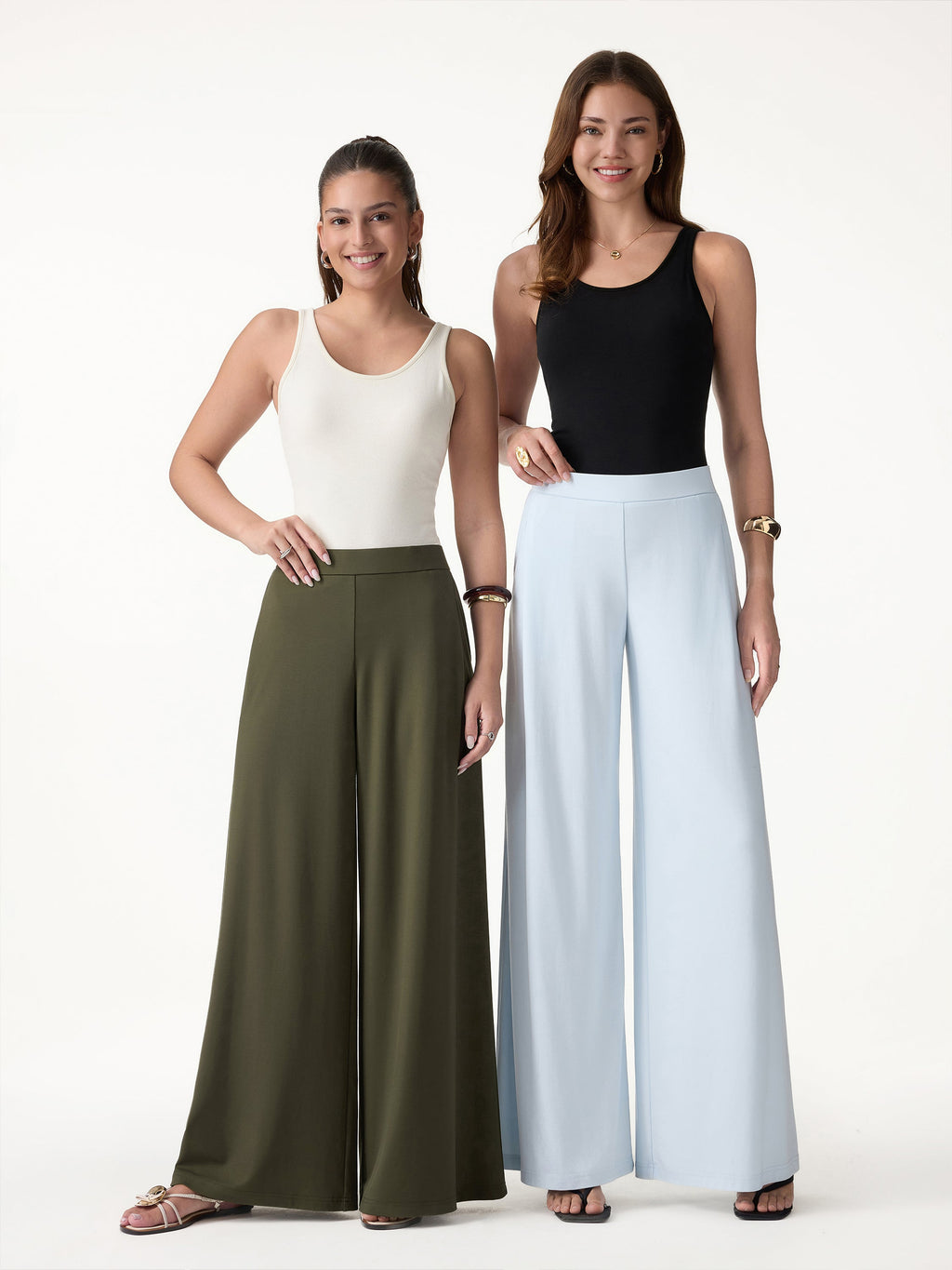 OGLmove Cool-Touch Ponte Mid Rise Wide Leg Pants with Pockets