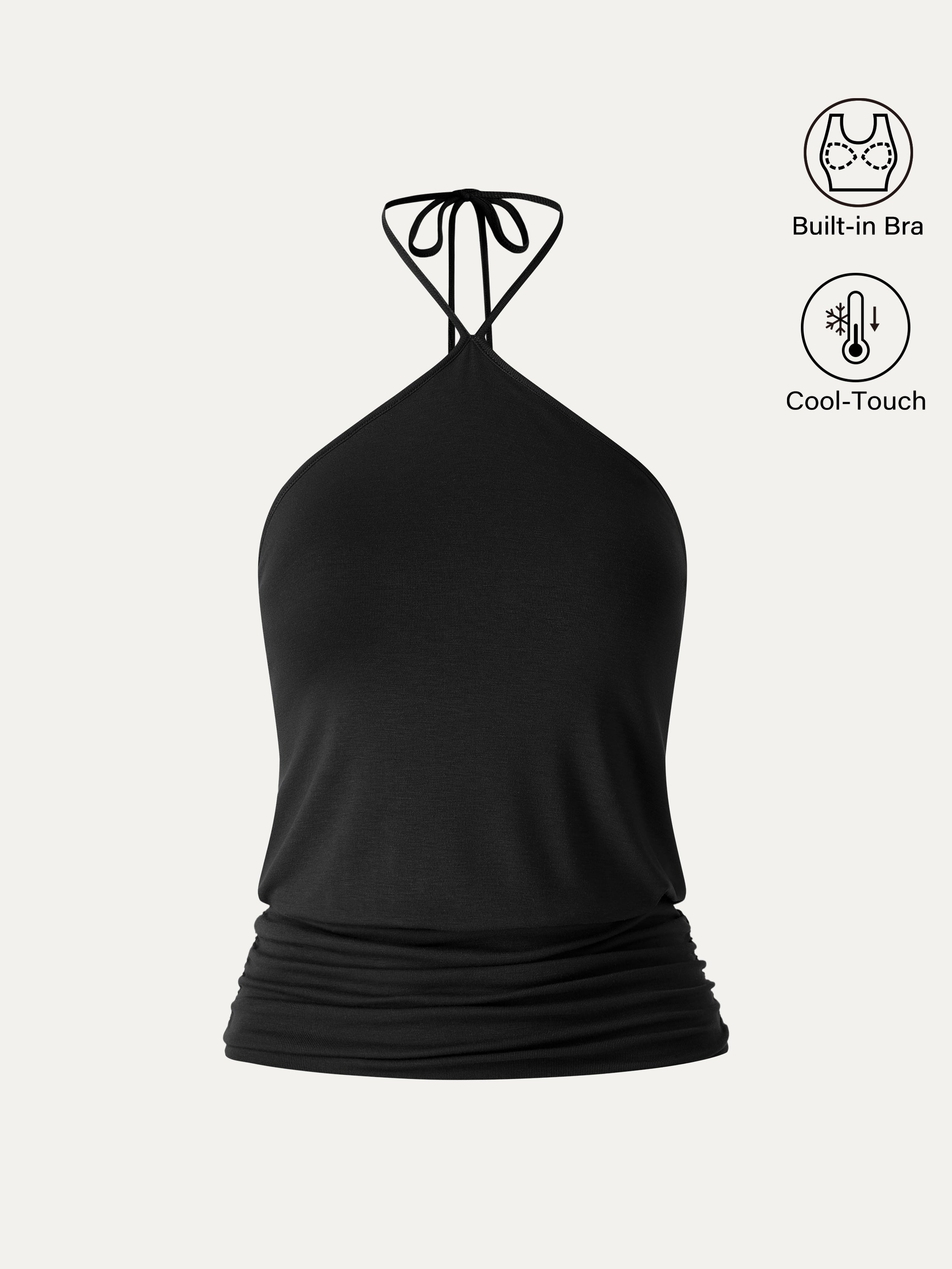 OGLmove CoolTouch Halter Ruched Hem Bra Top