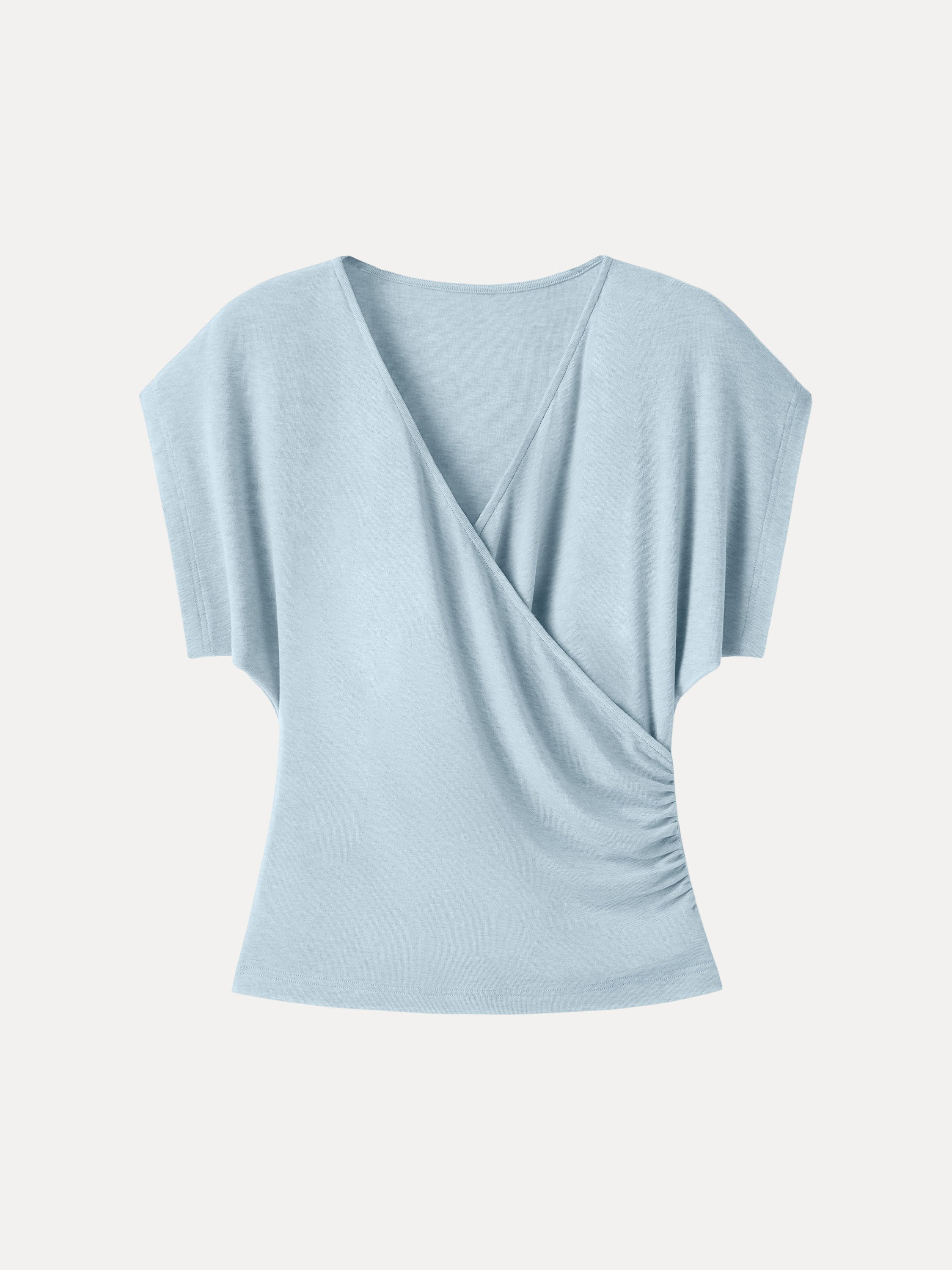 OGLmove Lyocell Blend Ruched Surplice Short Sleeve Top