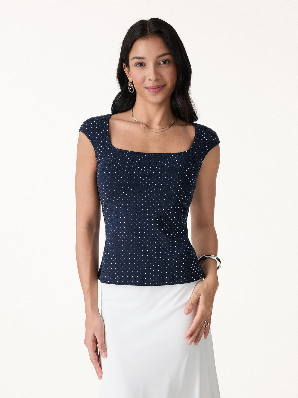 OGLmove Square Neck Bra Top and Midi Skirt Set with Pockets