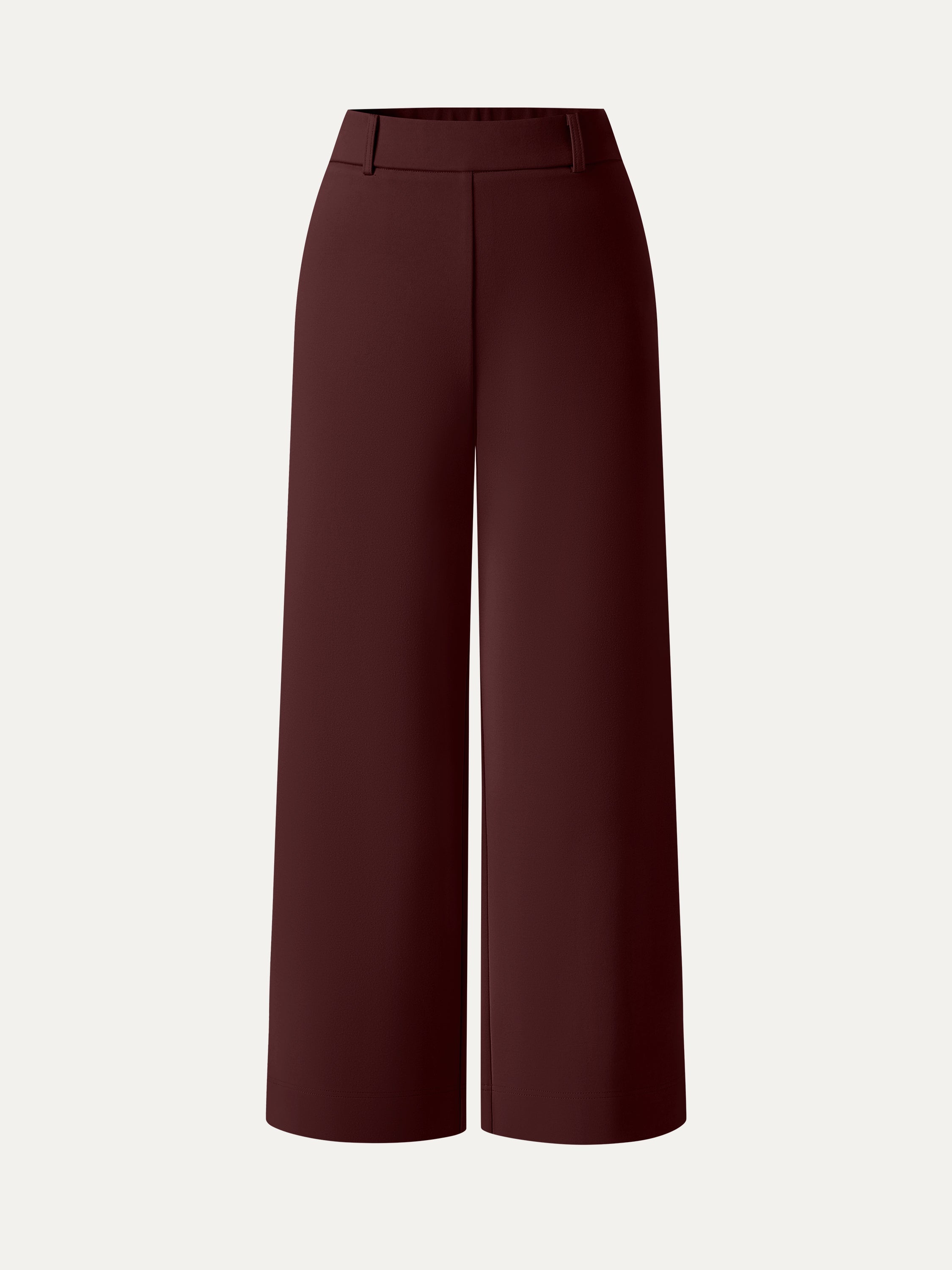 OGLmove Not-See-Thru Mid Rise Cropped Wide Leg Pants with Pockets