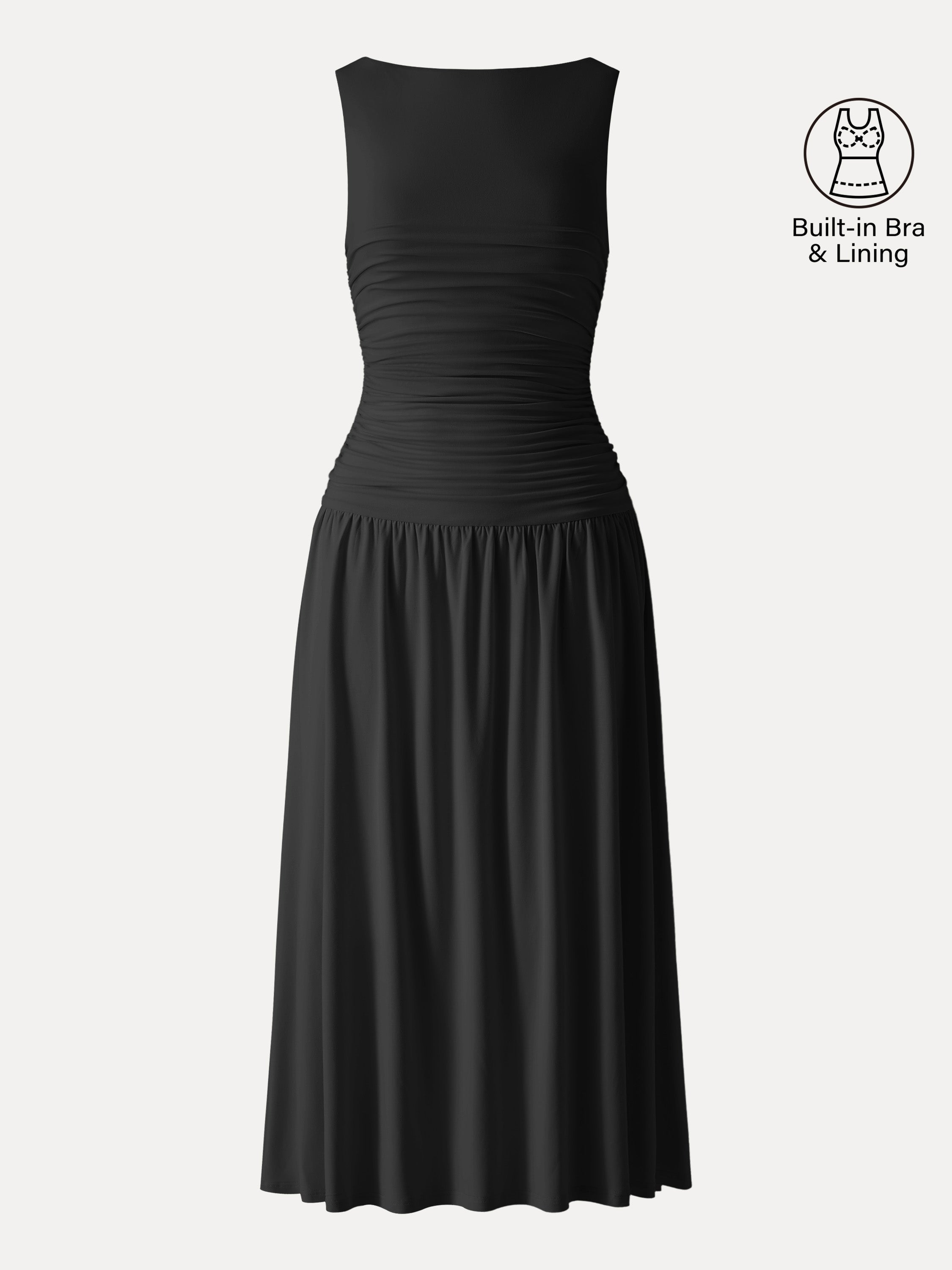 OGLmove SkinKiss Cooling Boatneck Ruched Midi Bra Dress