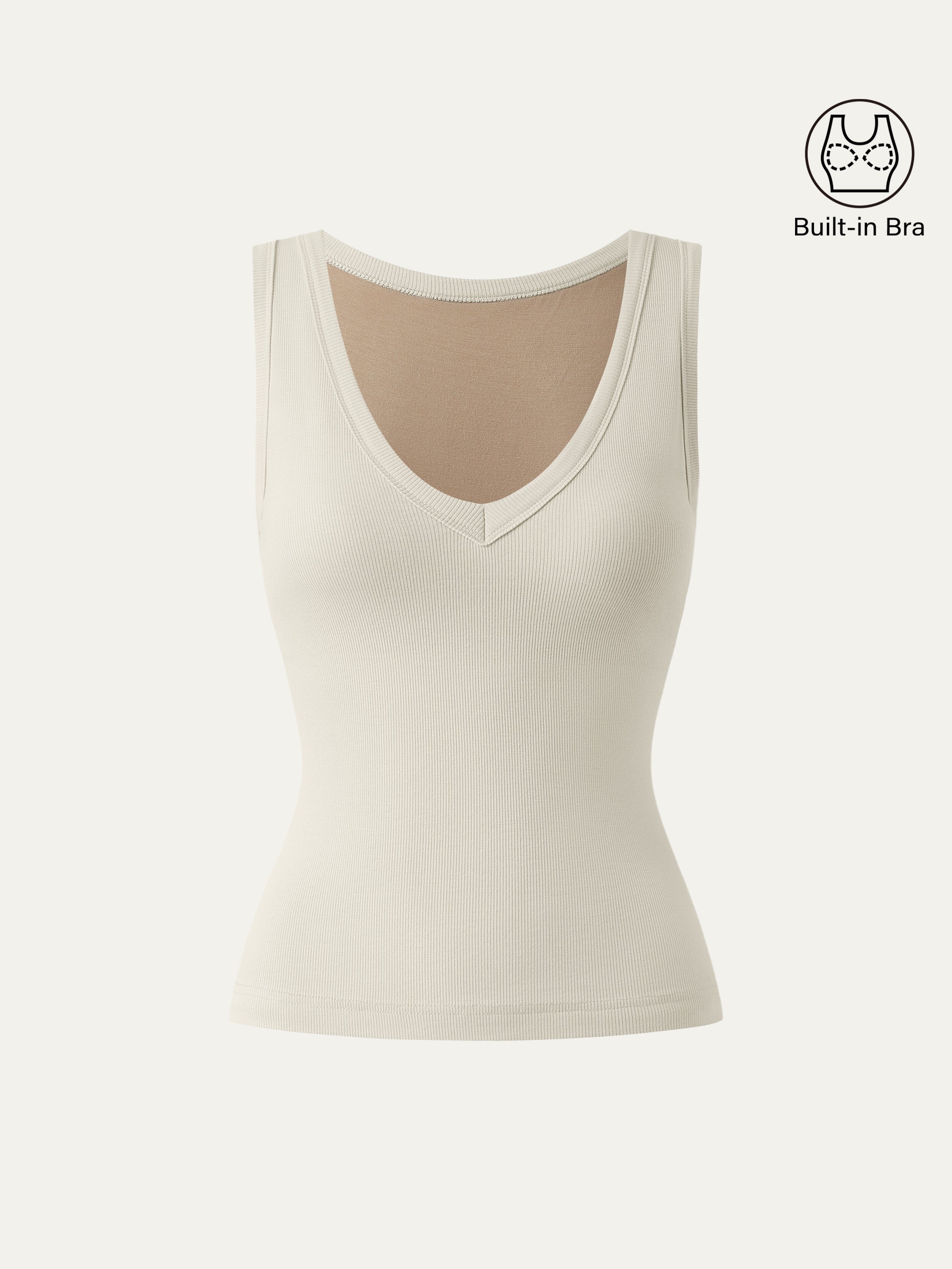 OGLmove Stretchy Cotton Air Bra V-Neck Tank Top Heather Grey