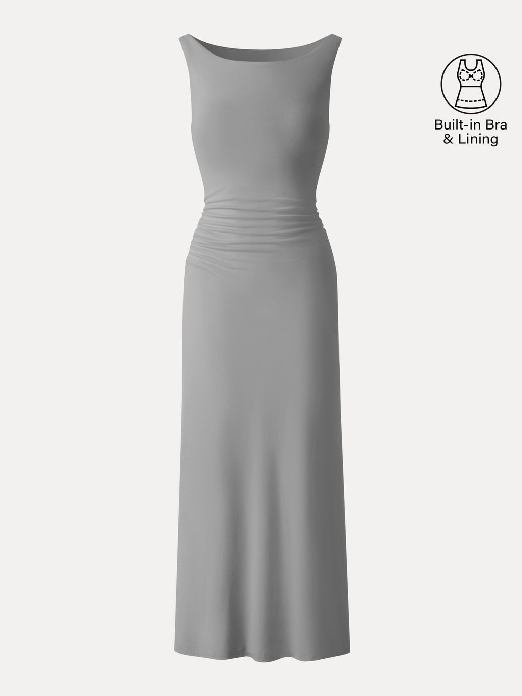 OGLmove Women's Boatneck Ruched Midi Bra Dress