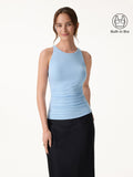 OGLmove Back Smoothing Ruched Sleeveless Bandless Bra Top