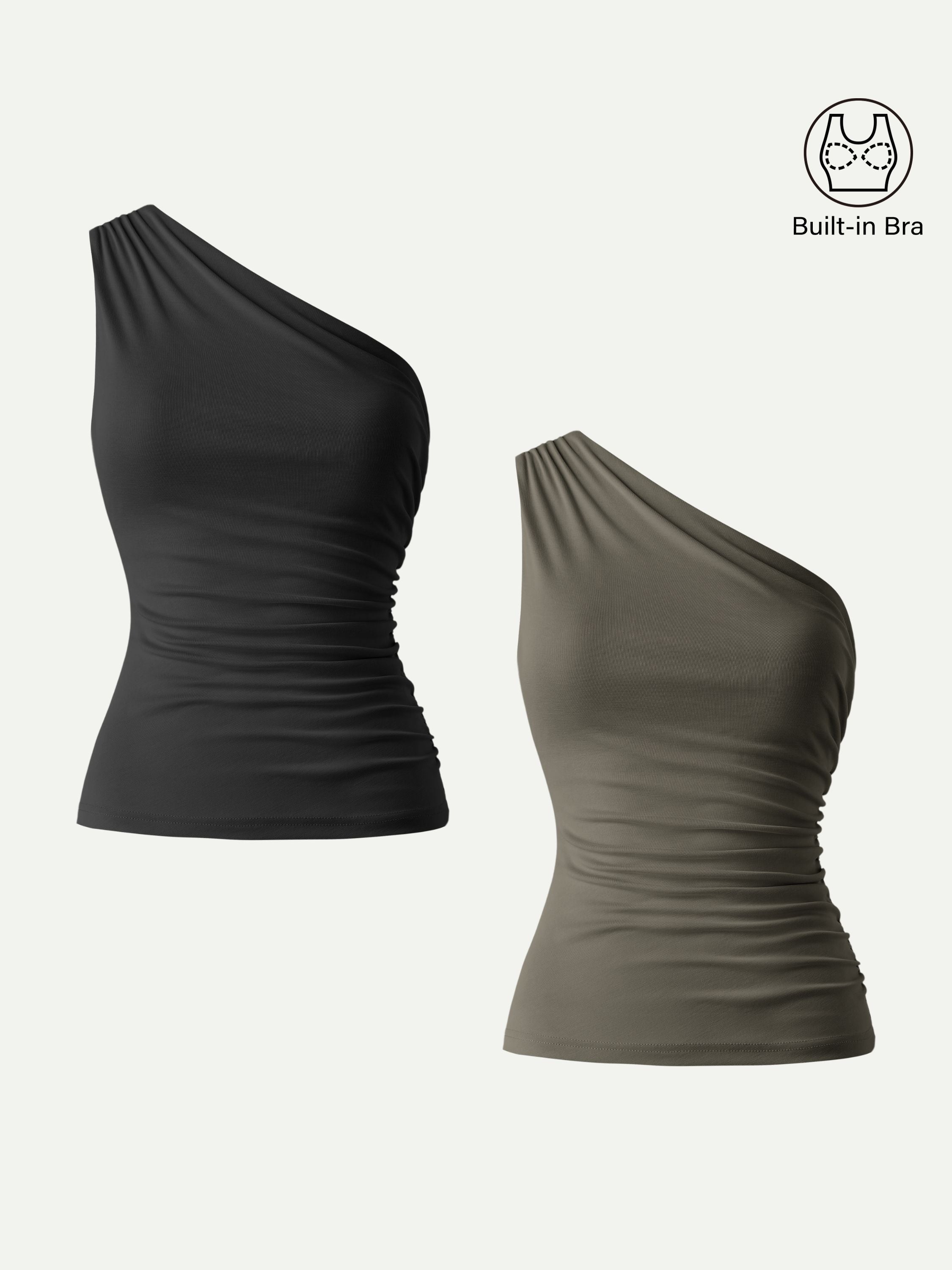 OGLmove Sandwashed One Shoulder Ruched Bra Tank