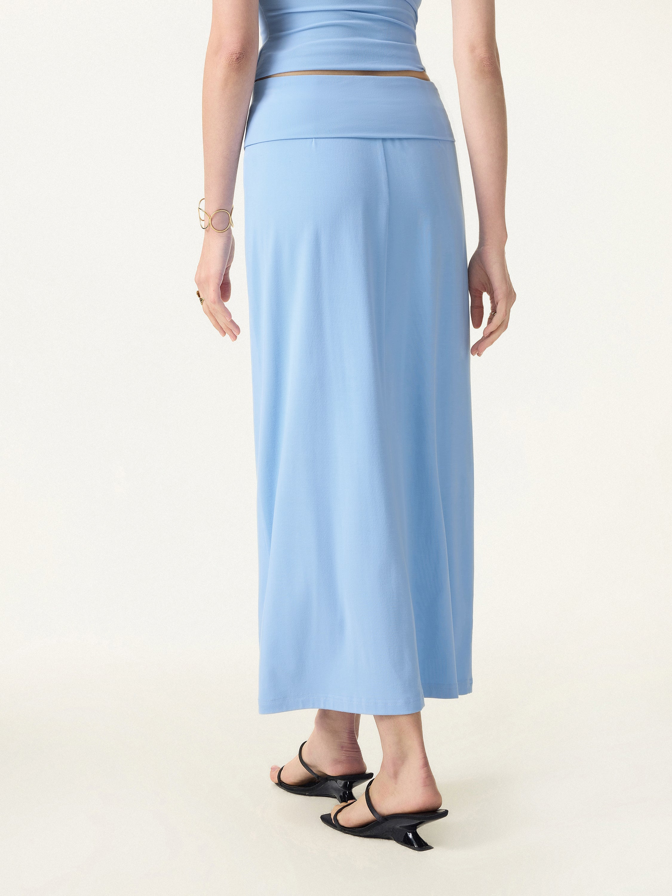 OGLmove Cooling Fold-Down Waistband Midi Column Skirt