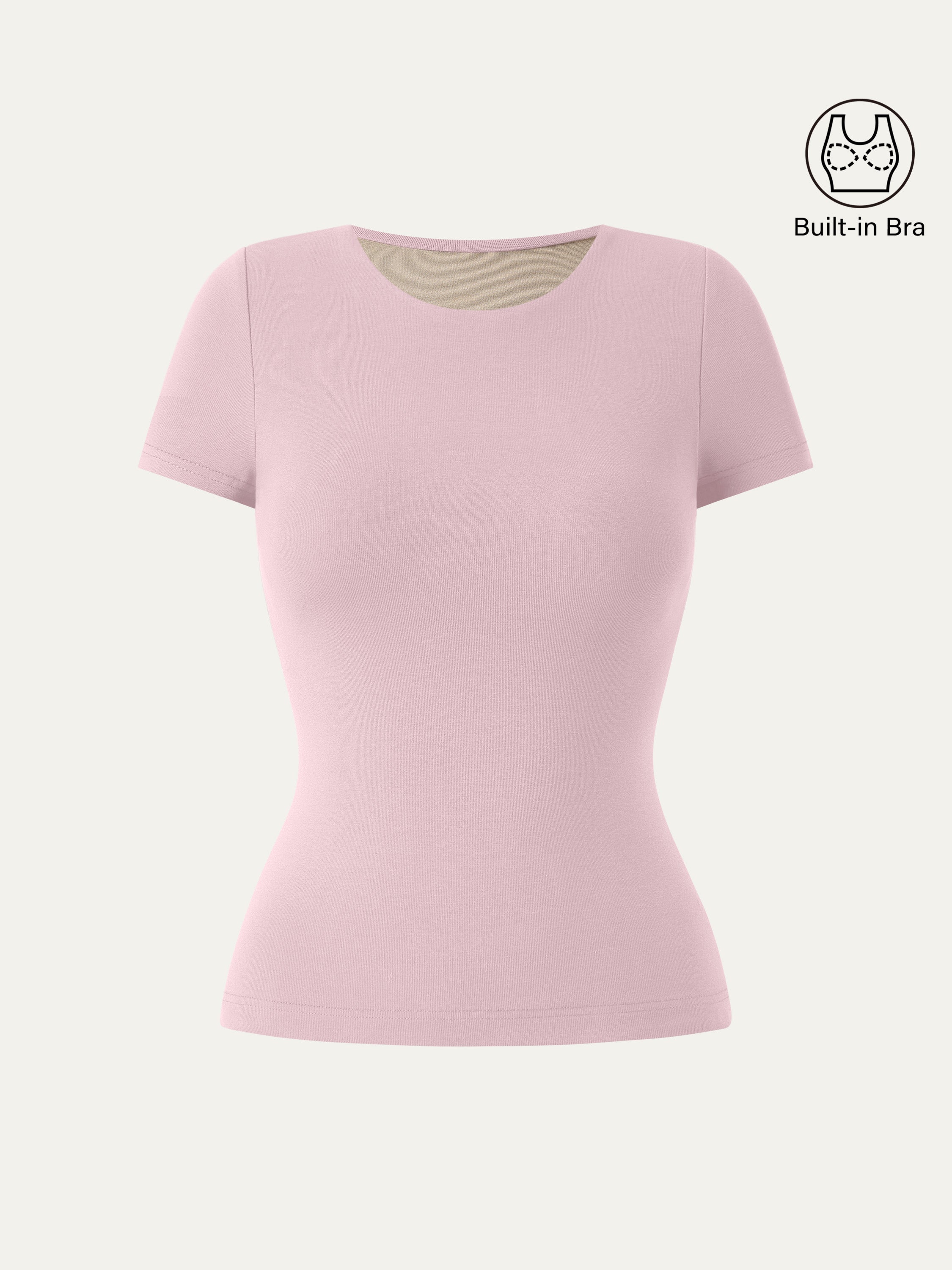 OGLmove Women's Crewneck Slimming Short Sleeve Airy Bra Top