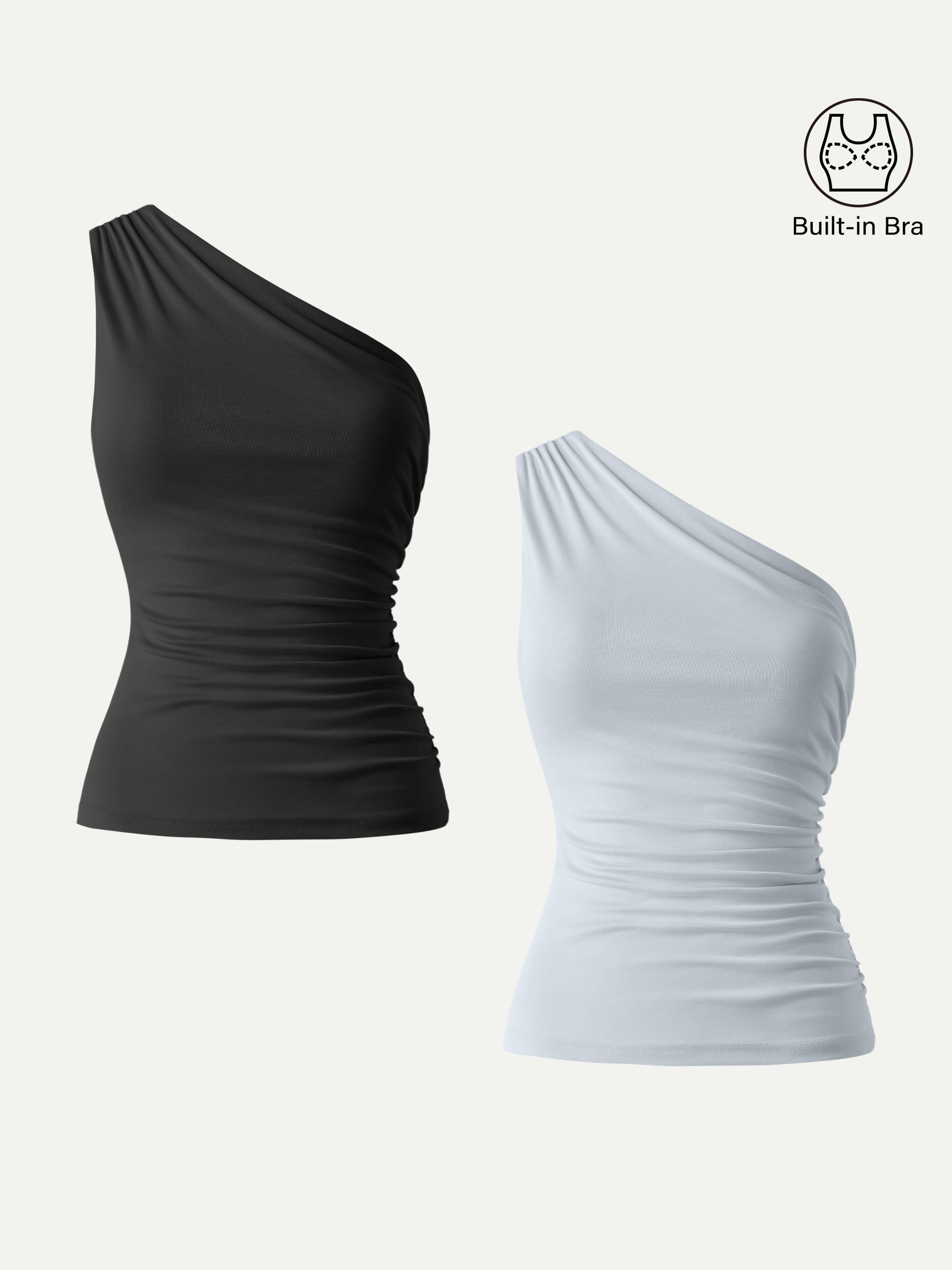 OGLmove Sandwashed One Shoulder Ruched Bra Tank