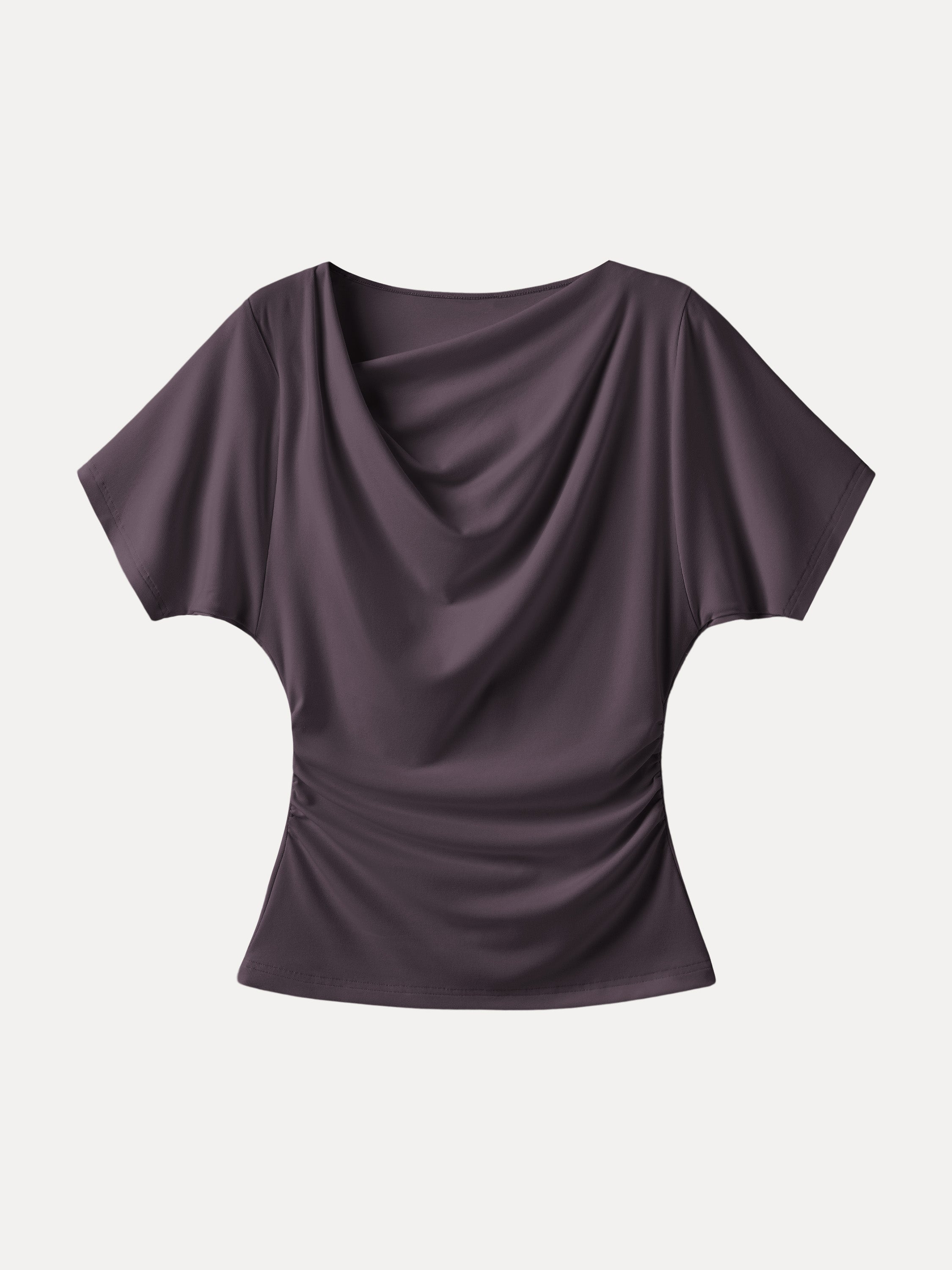 OGLmove Asymmetrical Cowl Neck Ruched Top