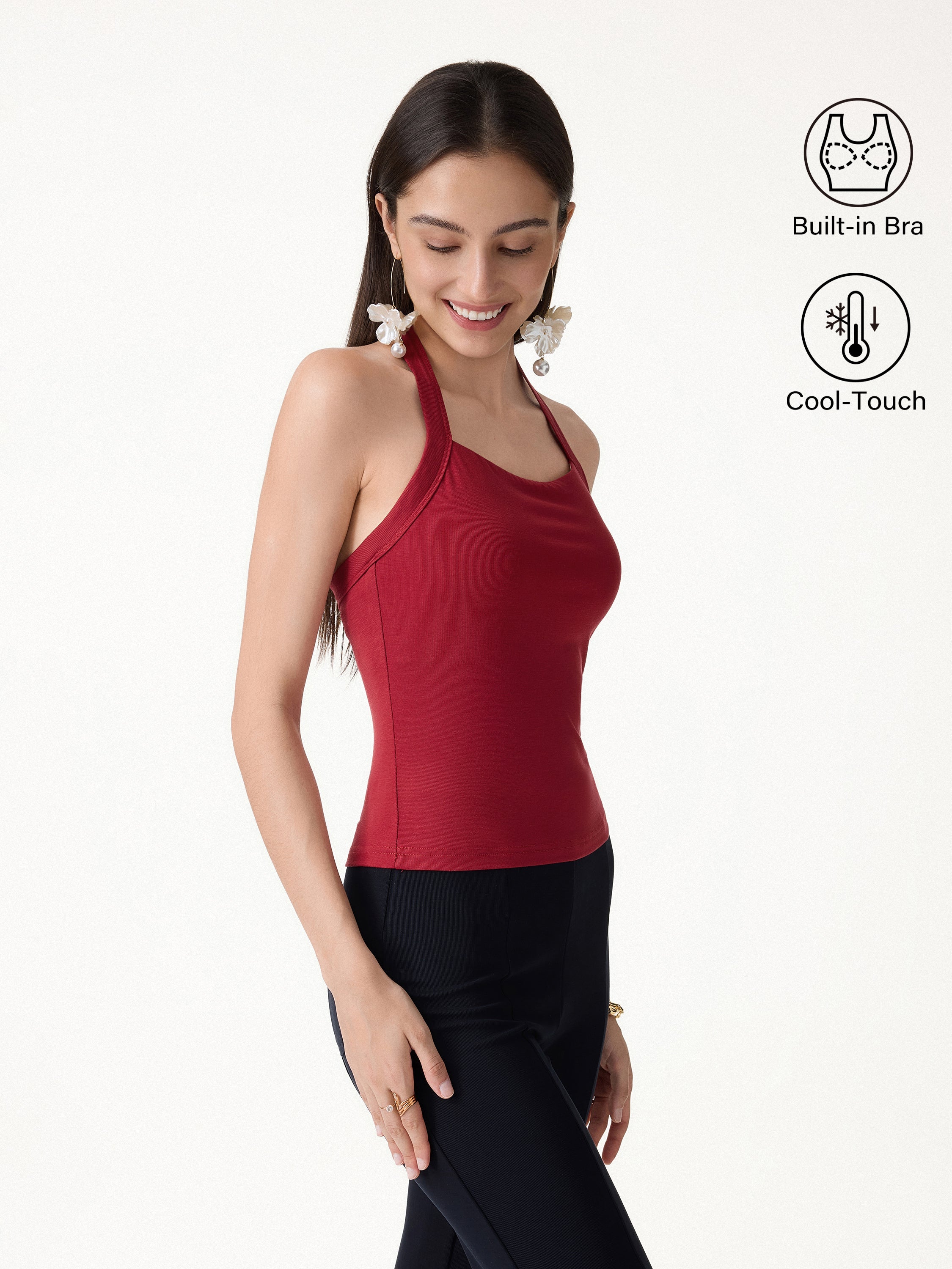 OGLmove Halter Neck Banded Hem Bra Tank