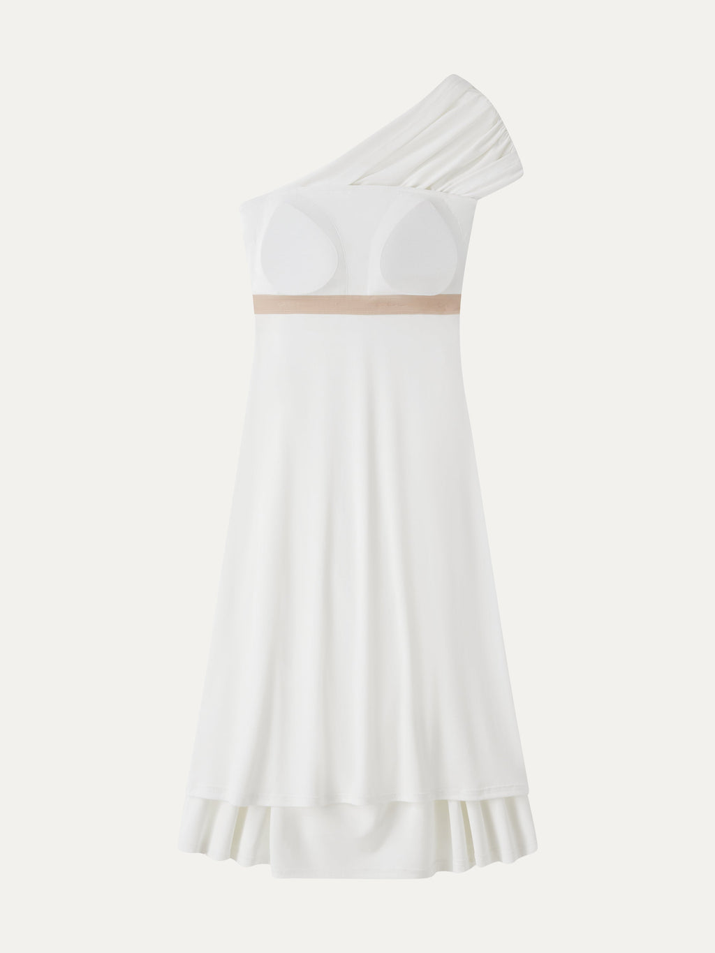 OGLmove Not-See-Thru One Shoulder Gathered Midi Bra Dress