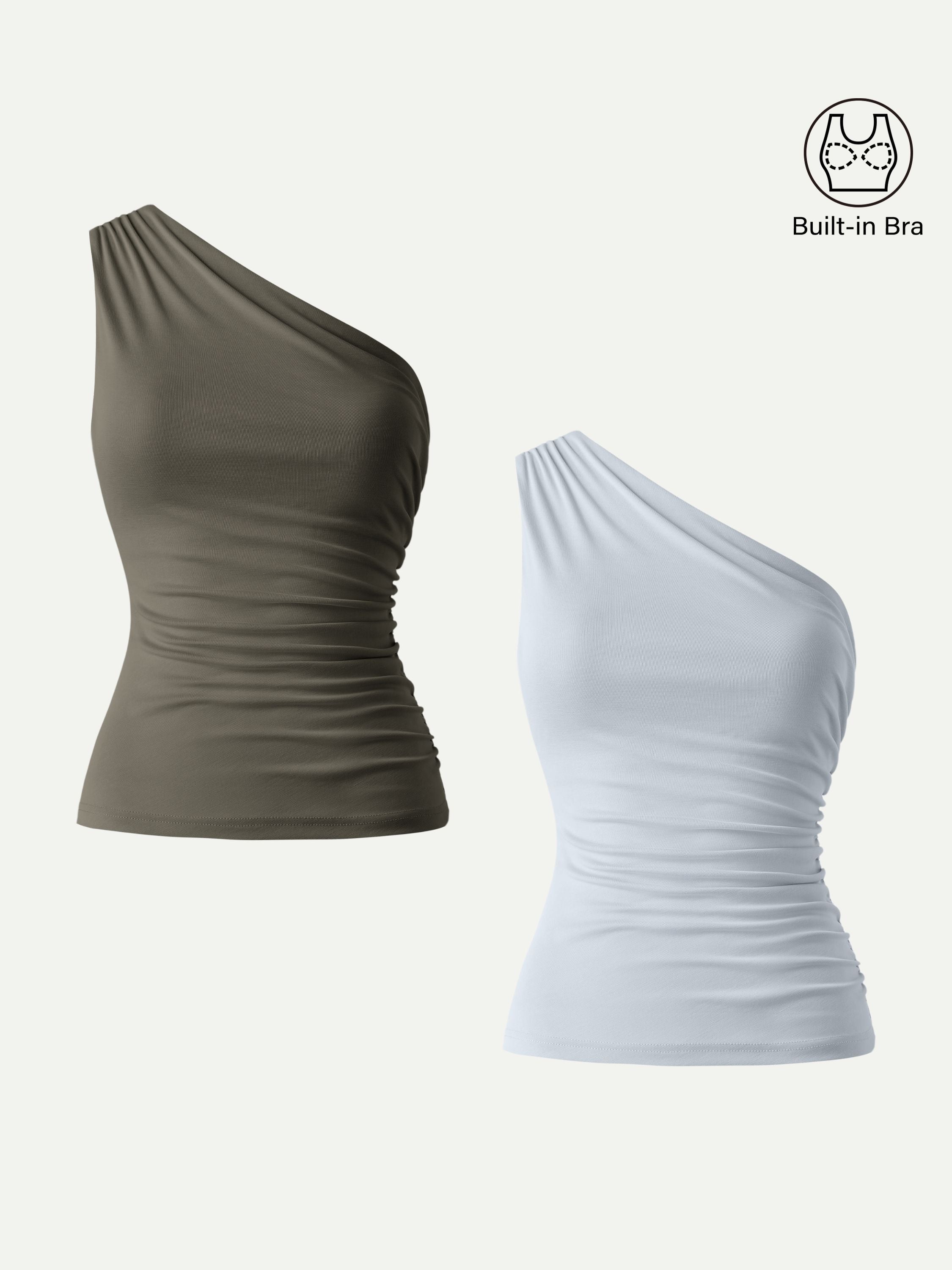 OGLmove Sandwashed One Shoulder Ruched Bra Tank