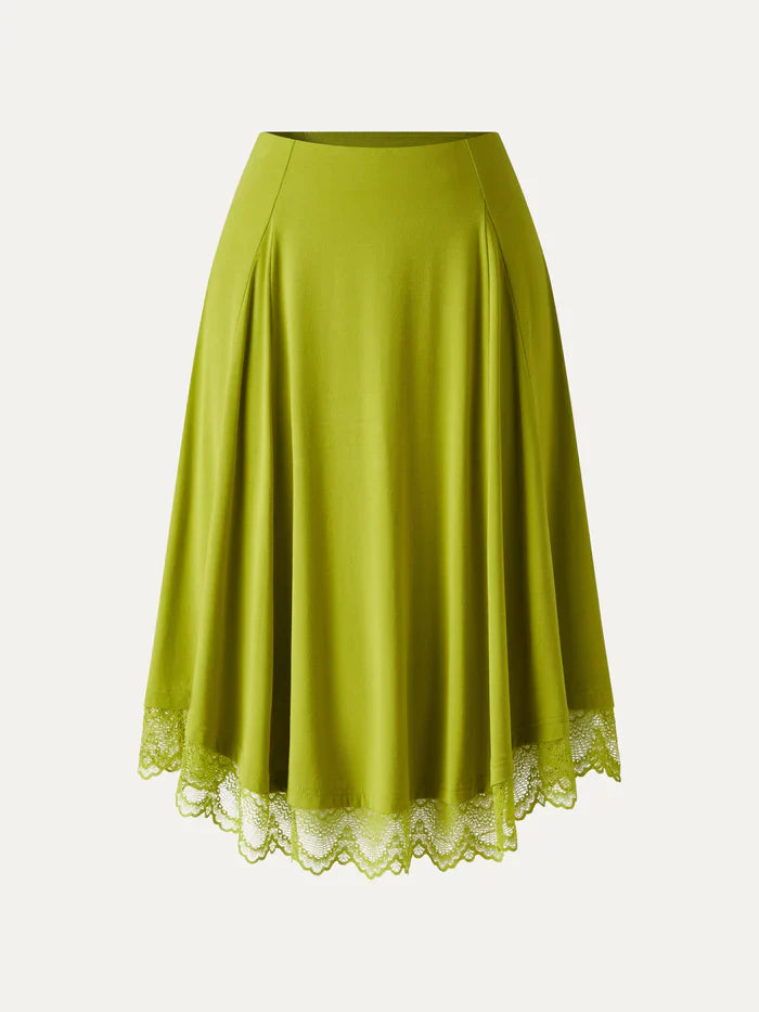 OGLmove Lace Trim Midi Circle Flare Skirt