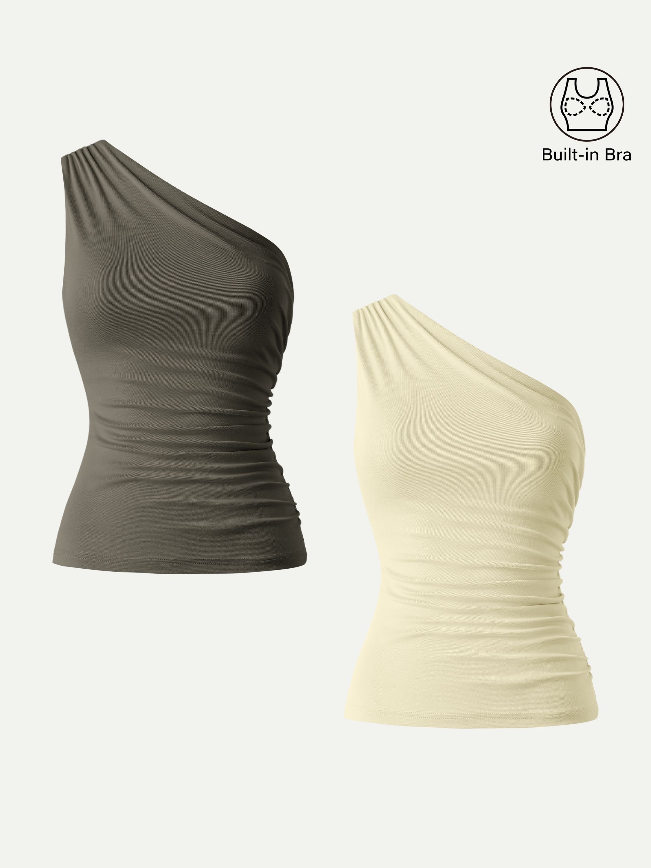 OGLmove Sandwashed One Shoulder Ruched Bra Tank