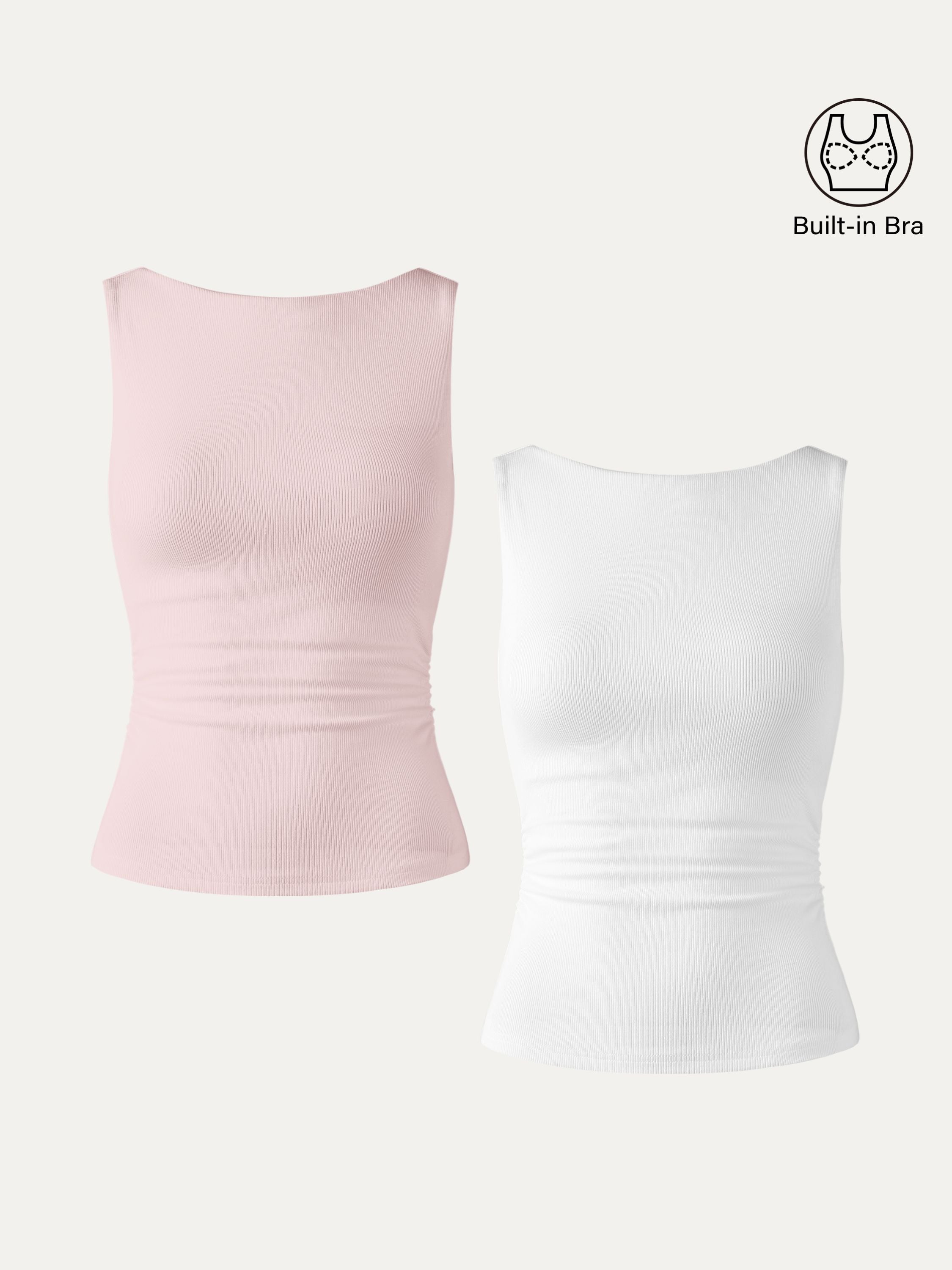 OGLmove Elastic Open Back Bra Tank White