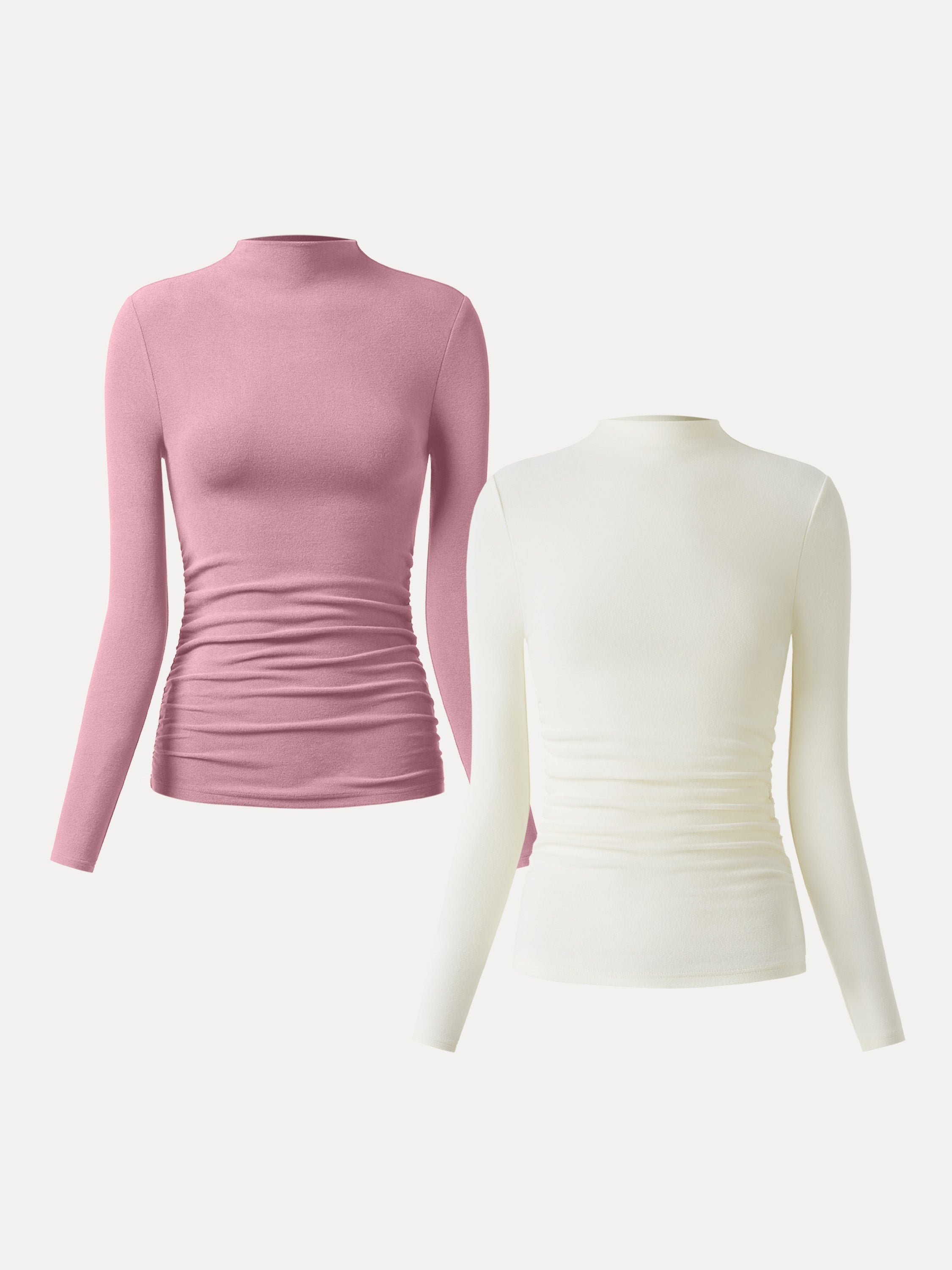 OGLmove Eco-Mousse ProWarm Brushed Rib Mockneck Top Off White