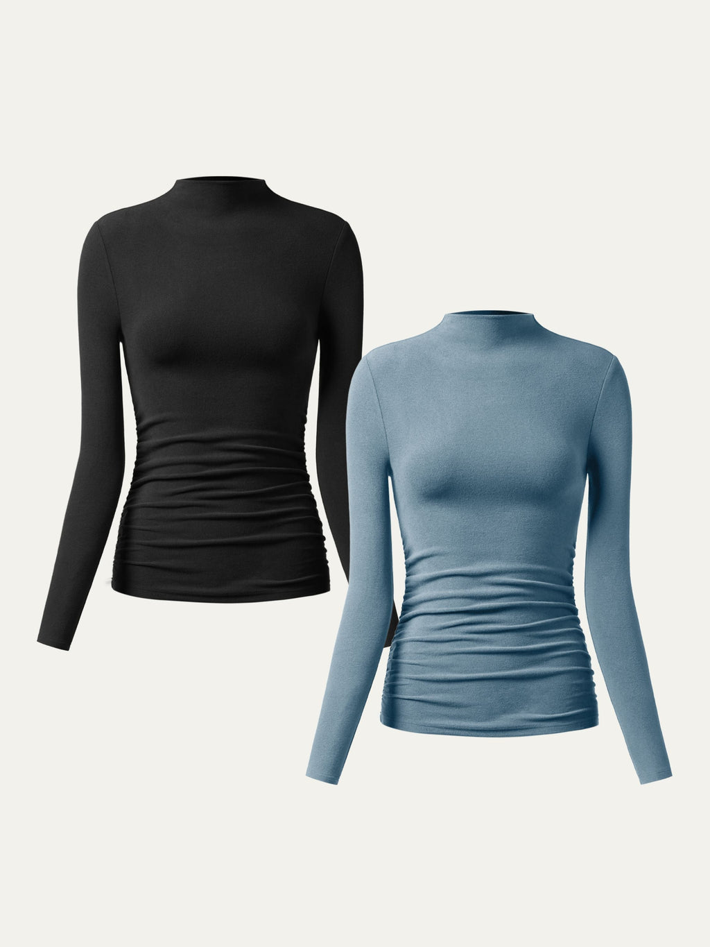 OGLmove Eco-Mousse ProWarm Brushed Rib Mockneck Top Off White