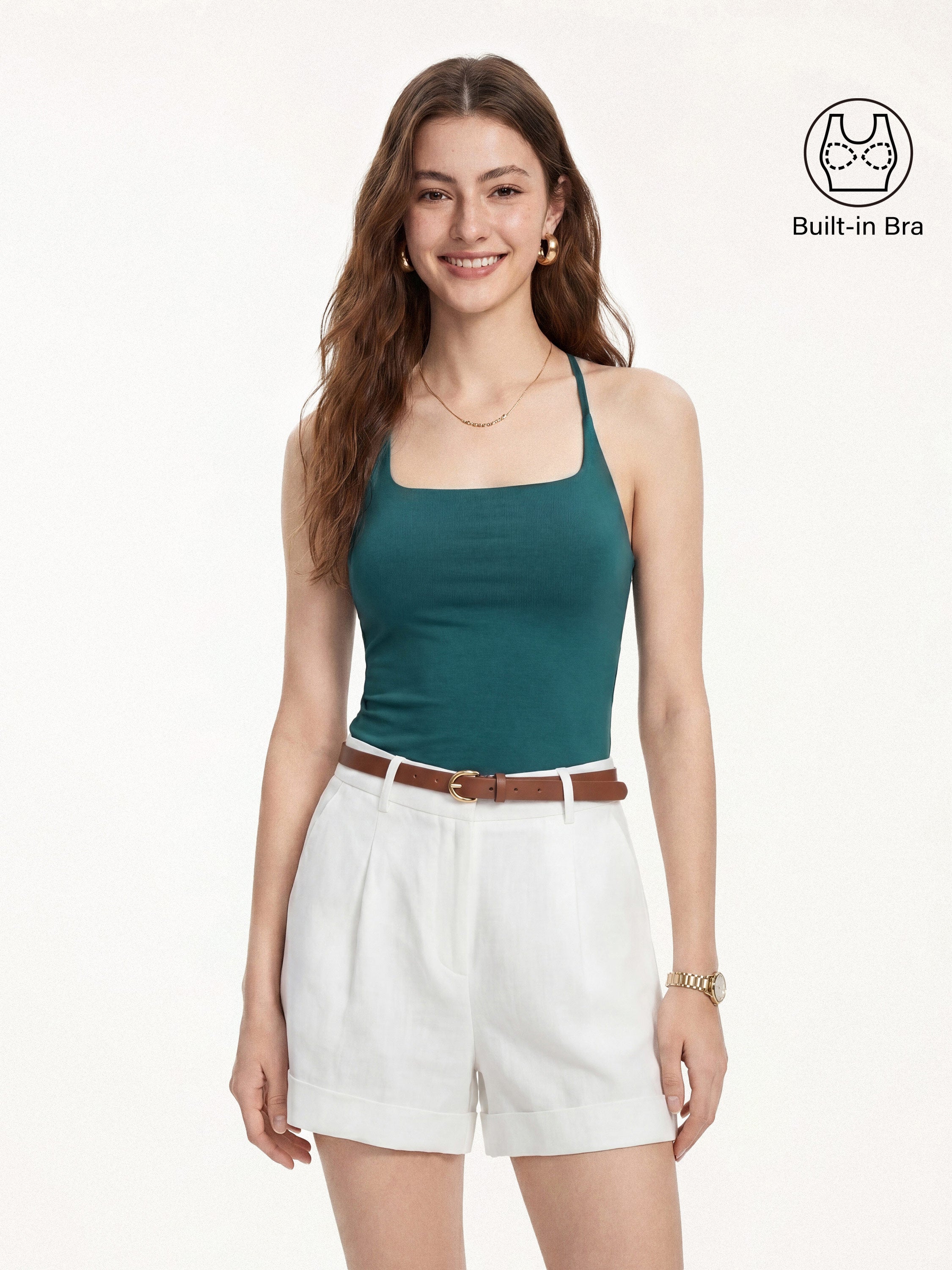OGLmove Women's Square Neck Spaghetti Bra Tank