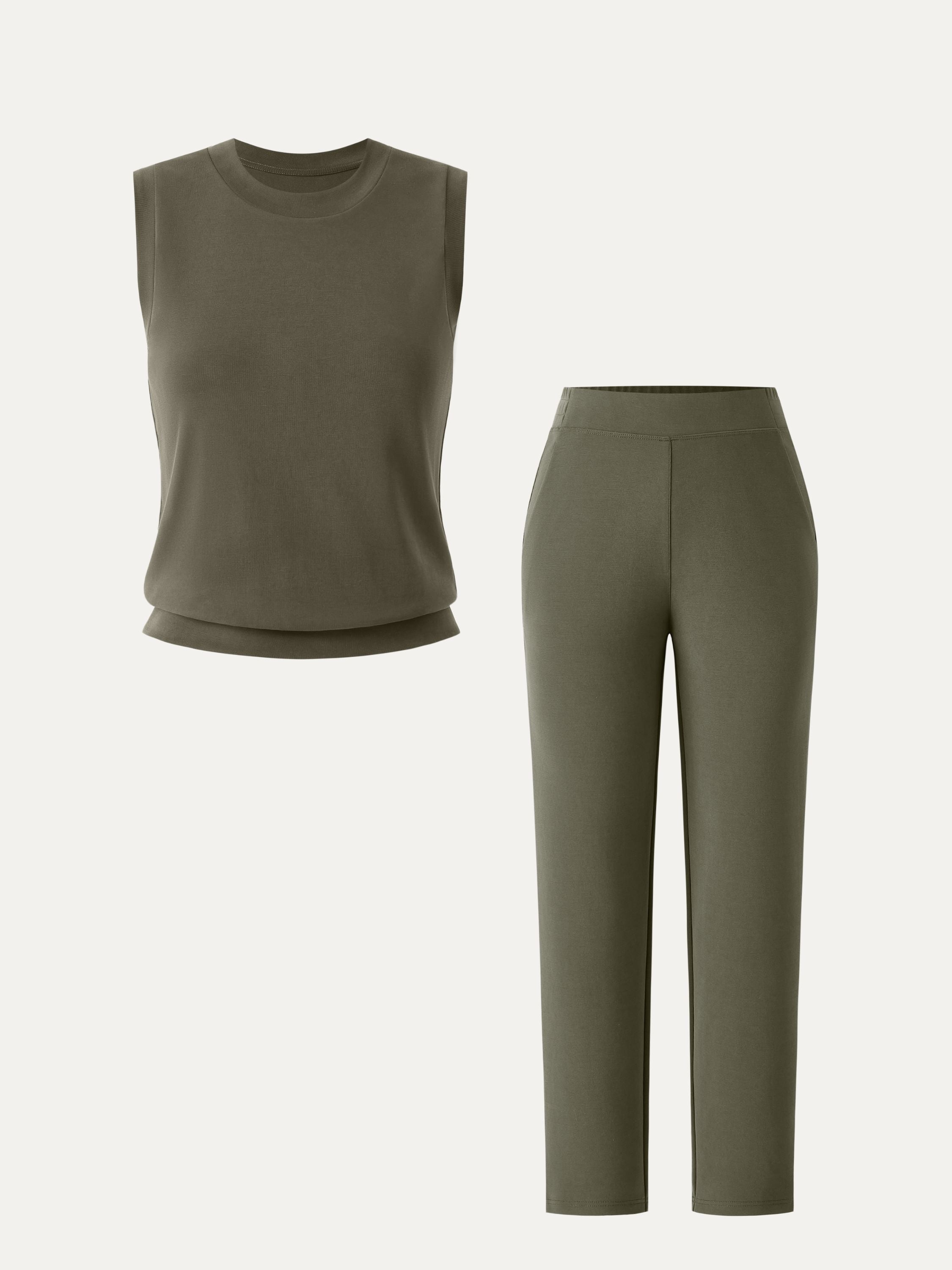 OGLmove Diamond Cutout Tank & Pleated Mini Skirt Set