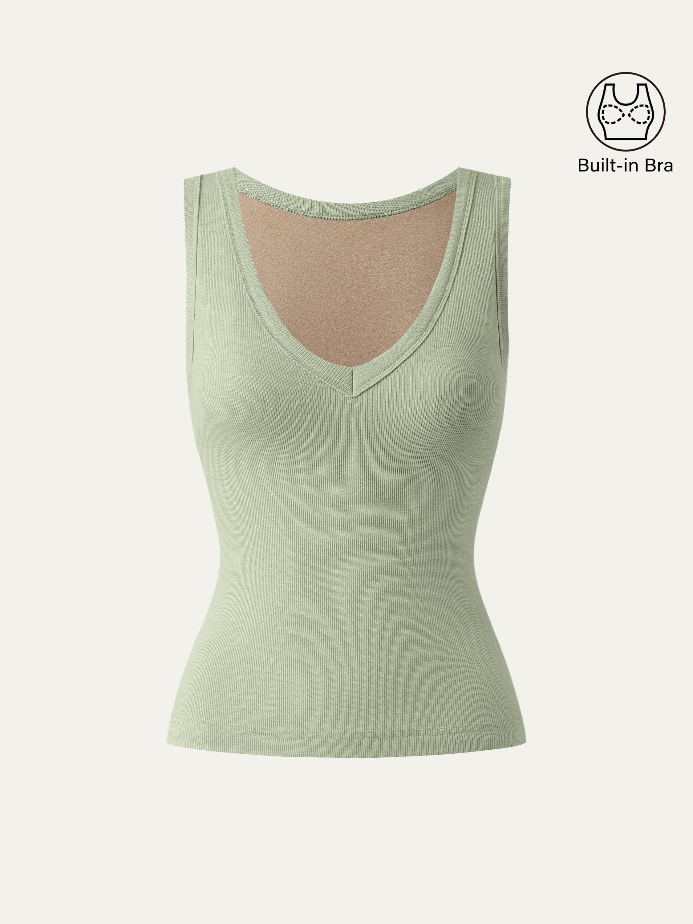 OGLmove Stretchy Cotton Air Bra V-Neck Tank Top Heather Grey