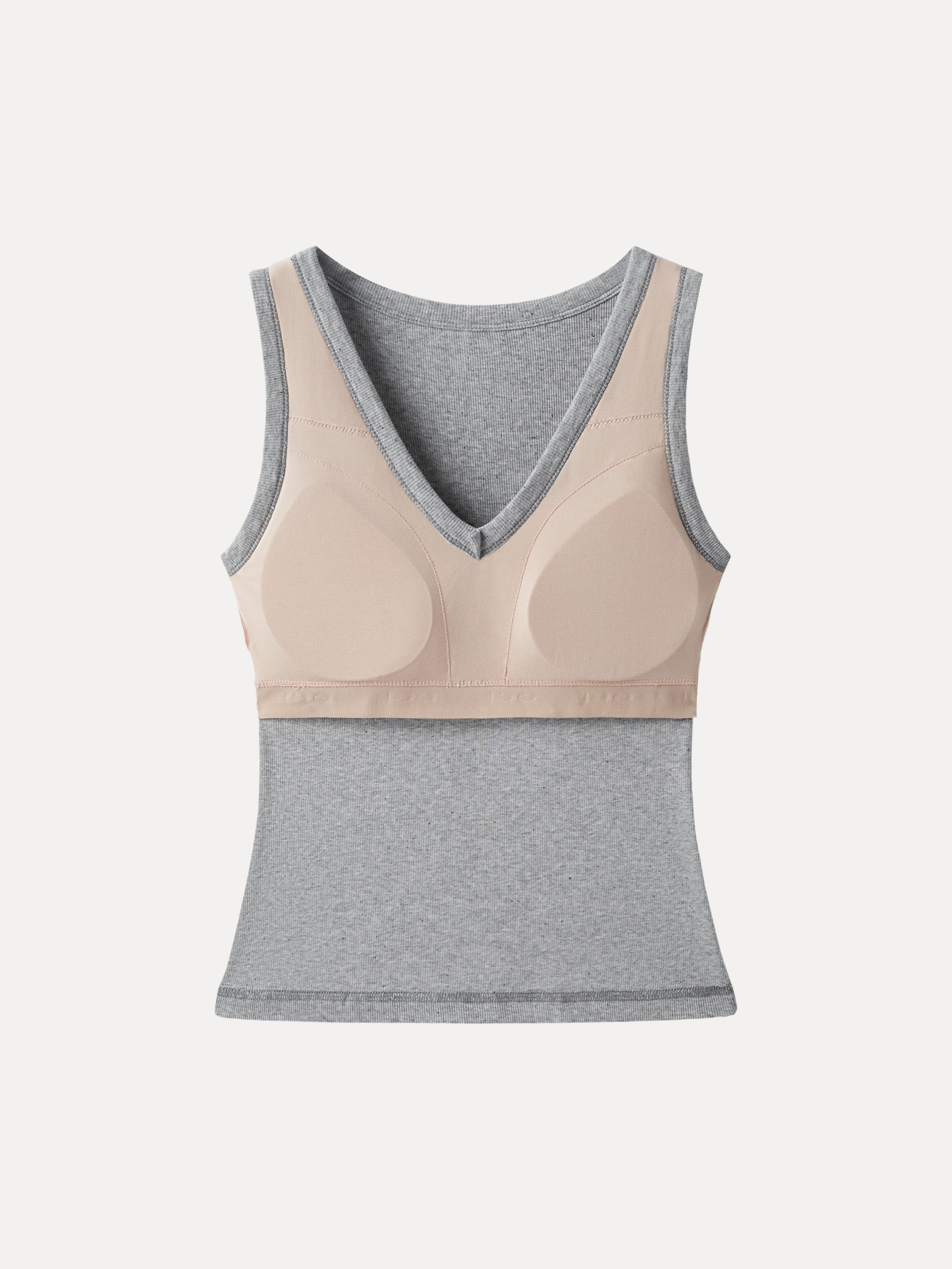 OGLmove Stretchy Cotton Air Bra V-Neck Tank Top Heather Grey