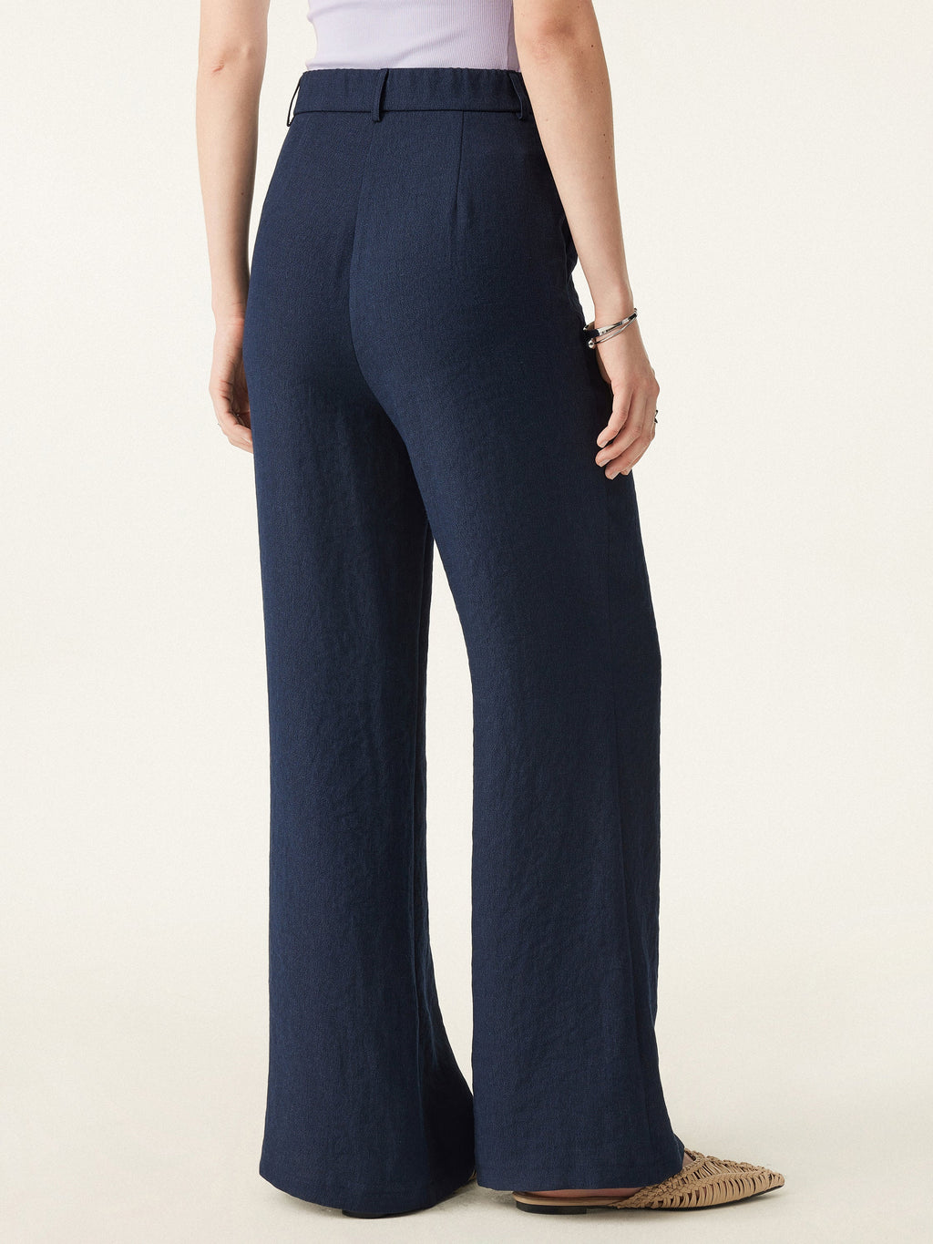 OGLmove European Linen Mid Rise Flared Pant with Pockets