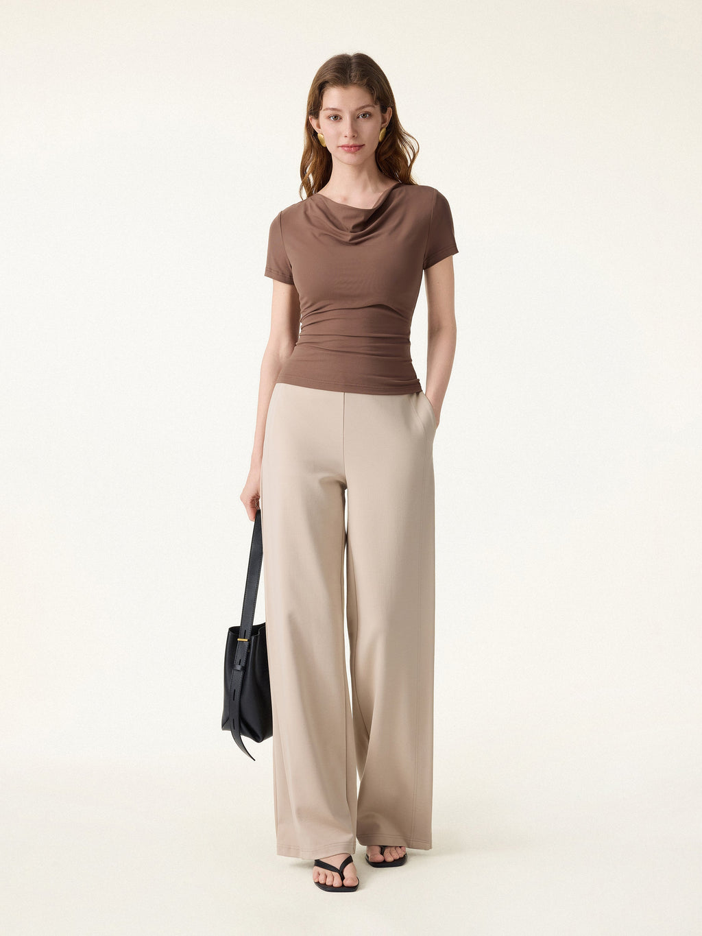 OGLmove Drapey Mid Rise Wide Leg Pull-on Pant with Pockets