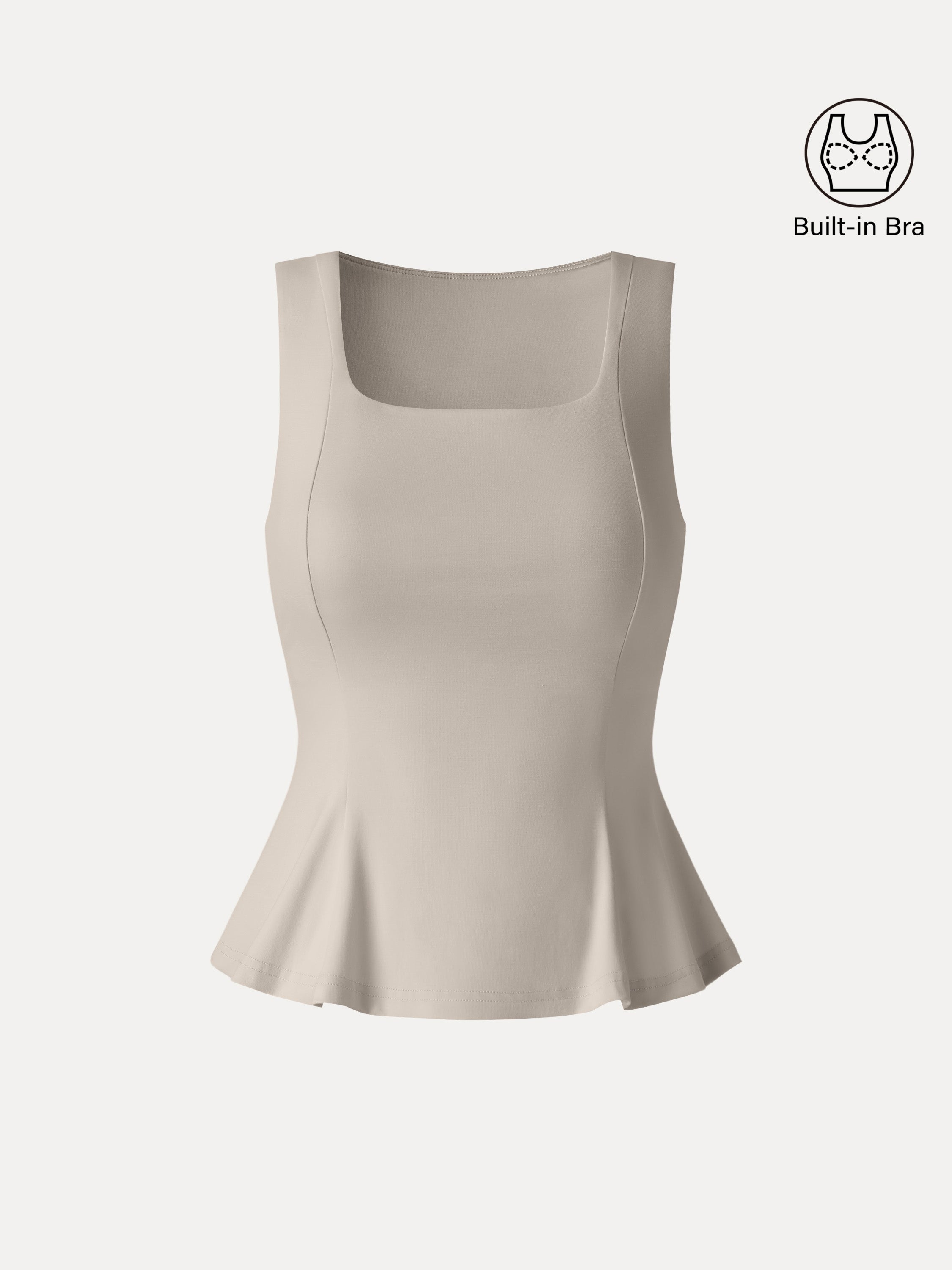 OGLmove Women's Stretch Ponte Square Neck Peplum Bra Top