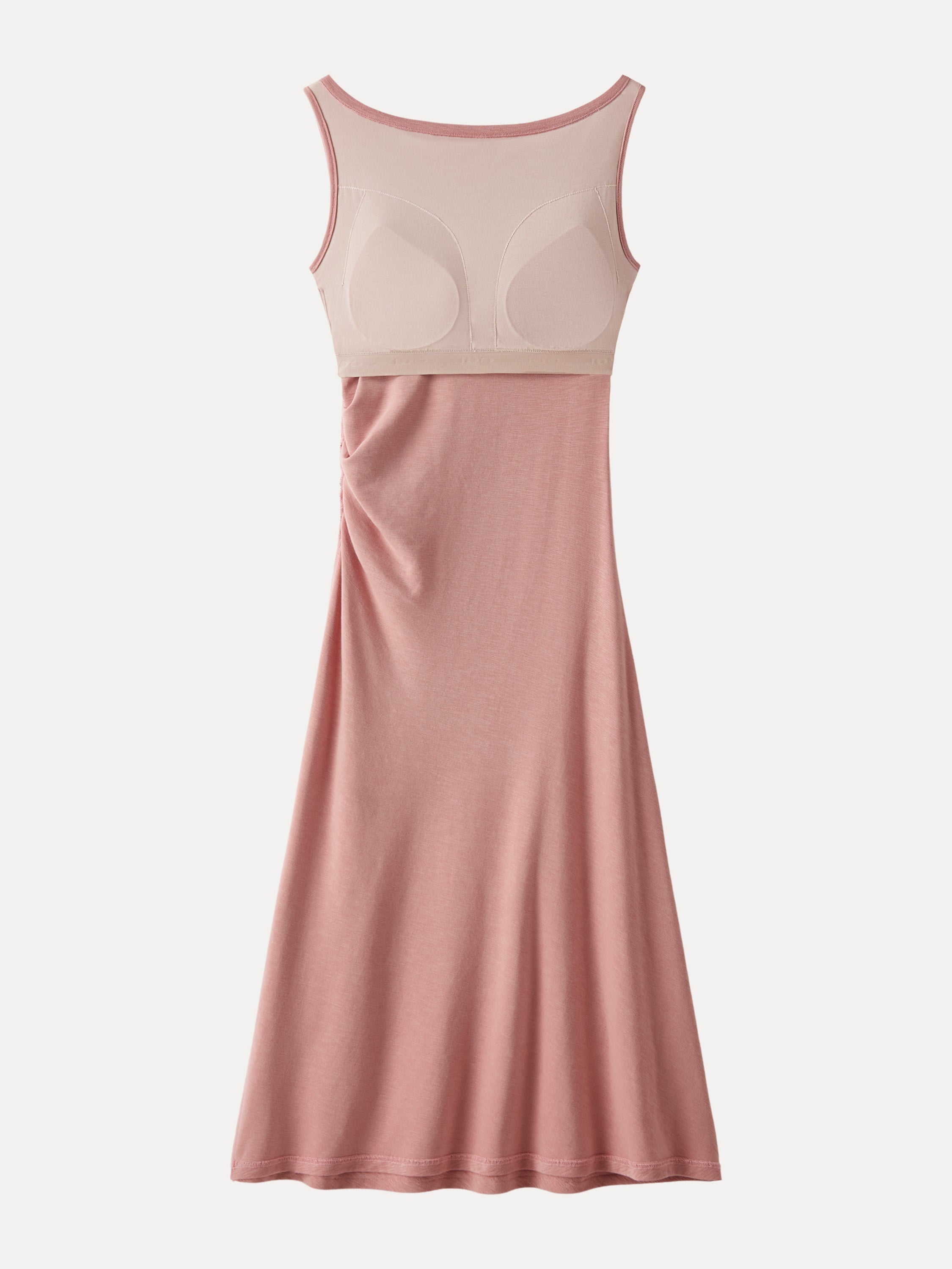 OGLmove Women's Boatneck Tucked Fit-and-Flare Midi Bra Dress