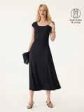 OGLmove Women's Cooling Square Neck Ruched Midi Bra Dress