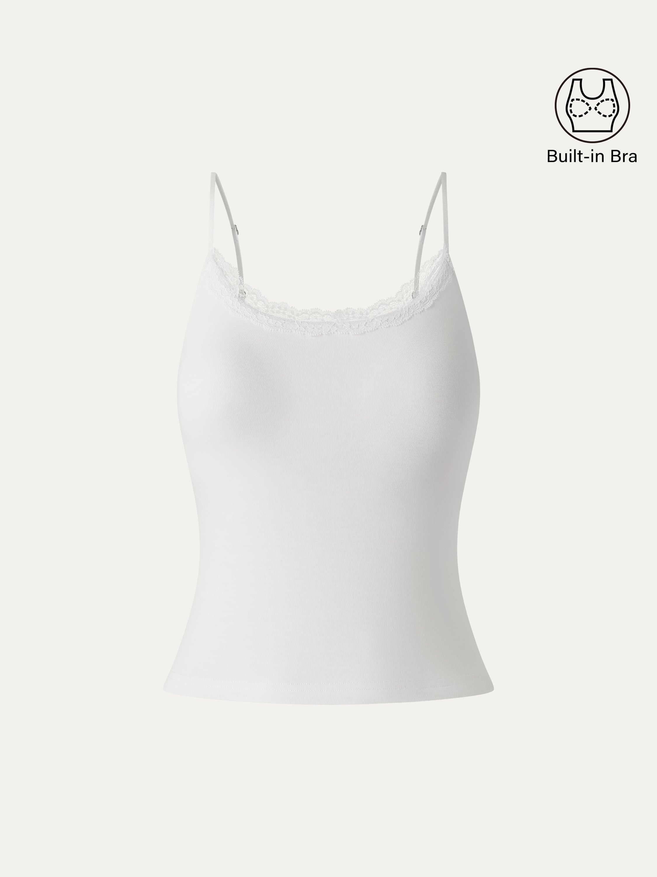 OGLmove Women's Lace Trim Scoop Neck Spaghetti Bra Top