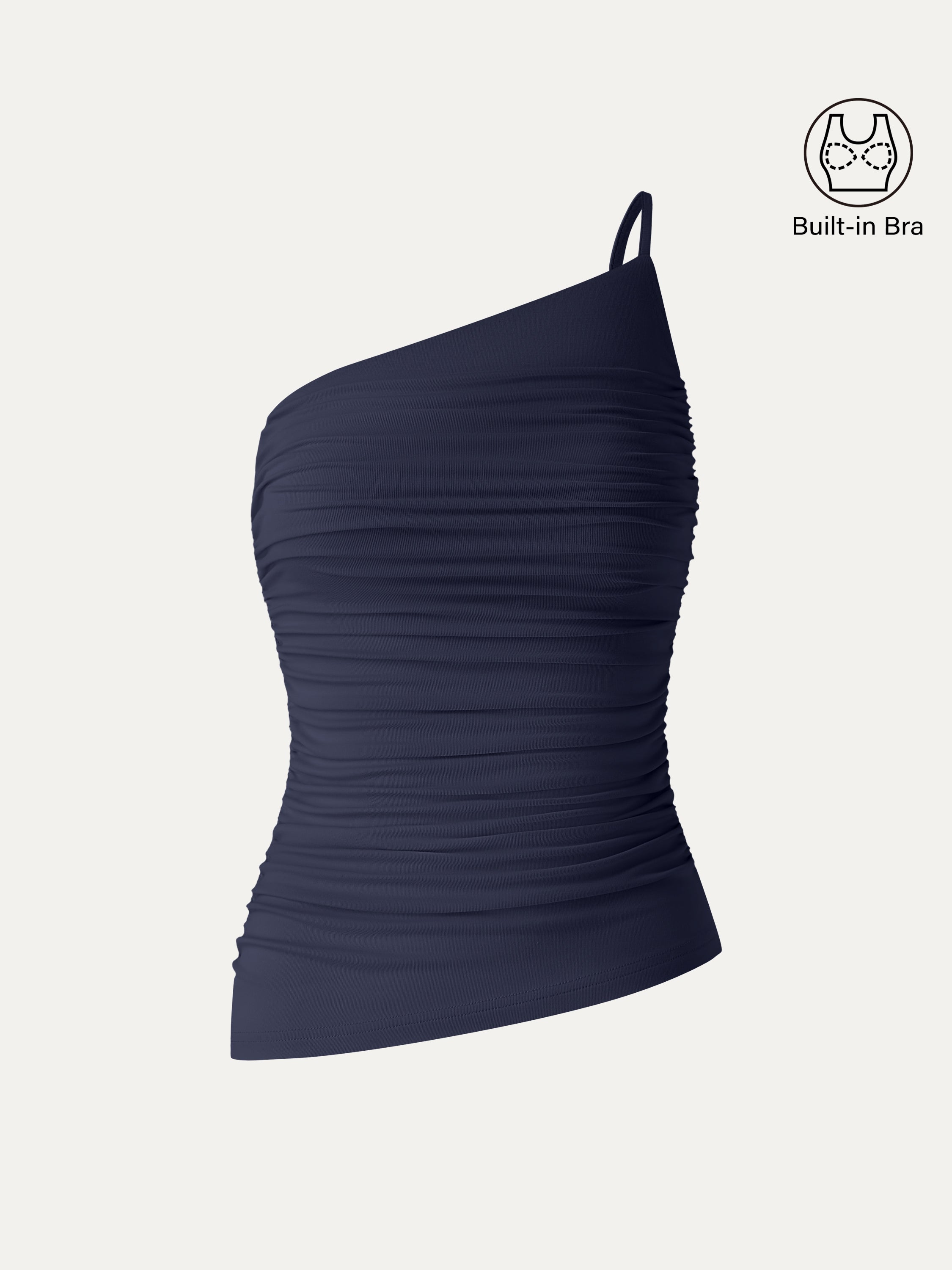 OGLmove Women's Ruched One Shoulder Asymmetrical Bra Top