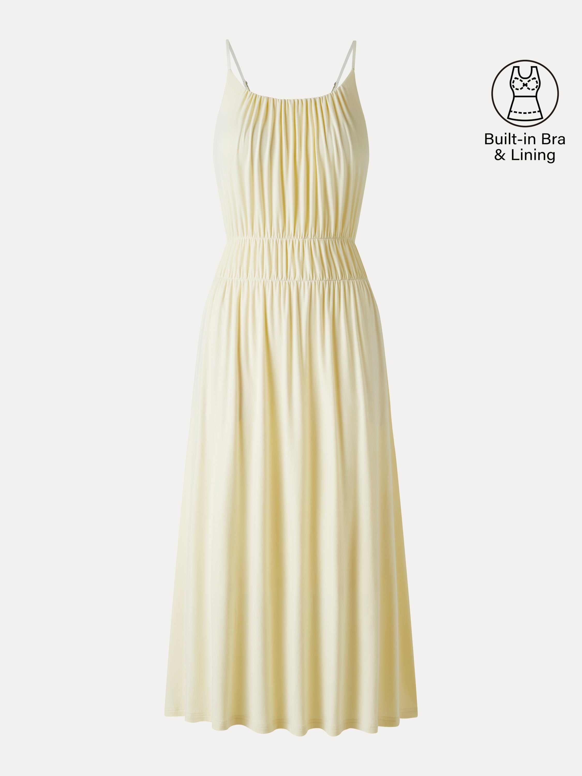 OGLmove Vacay Gathered U-Neck Spaghetti Midi Bra Dress with Pockets