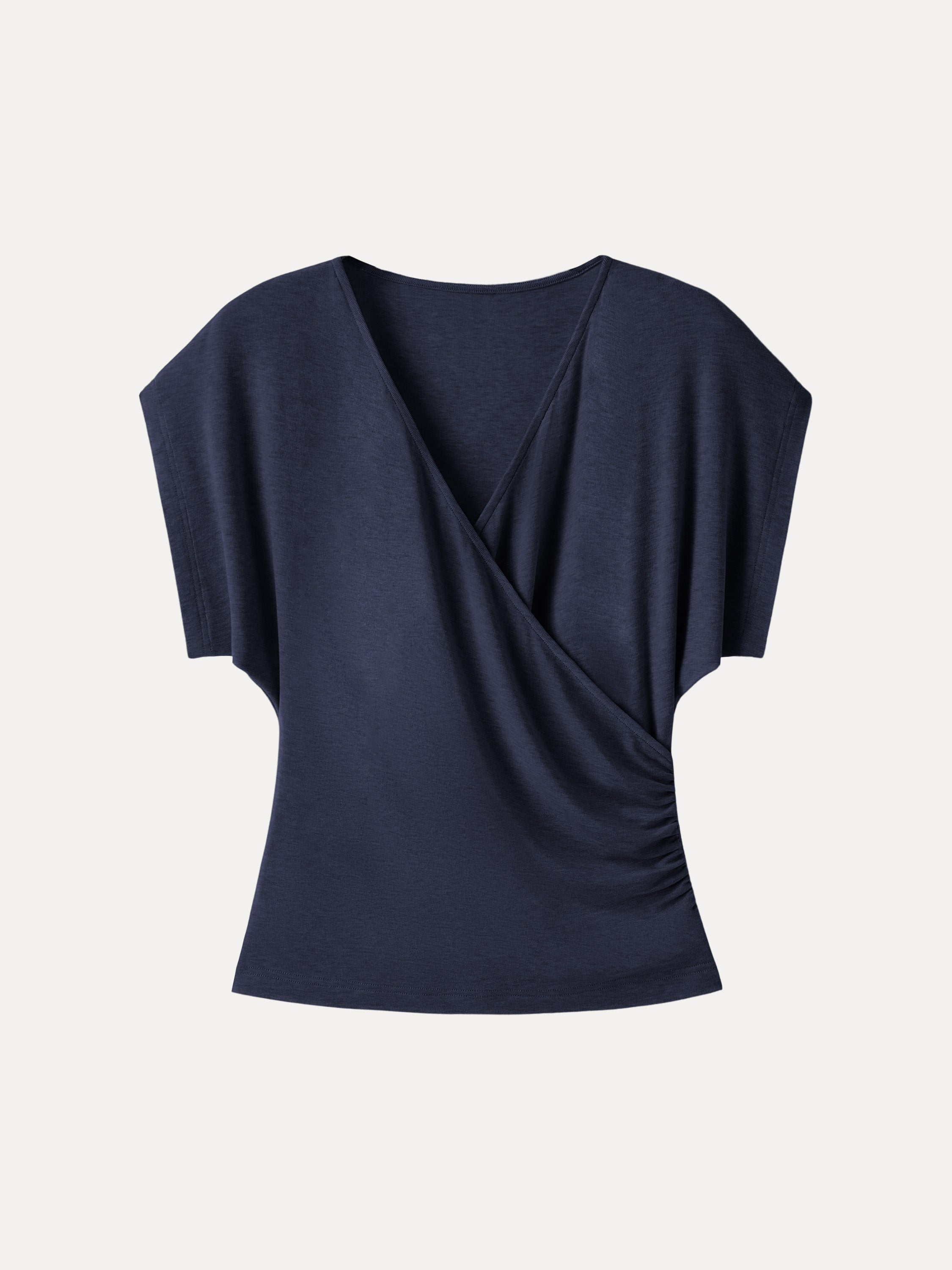 OGLmove Lyocell Blend Ruched Surplice Short Sleeve Top