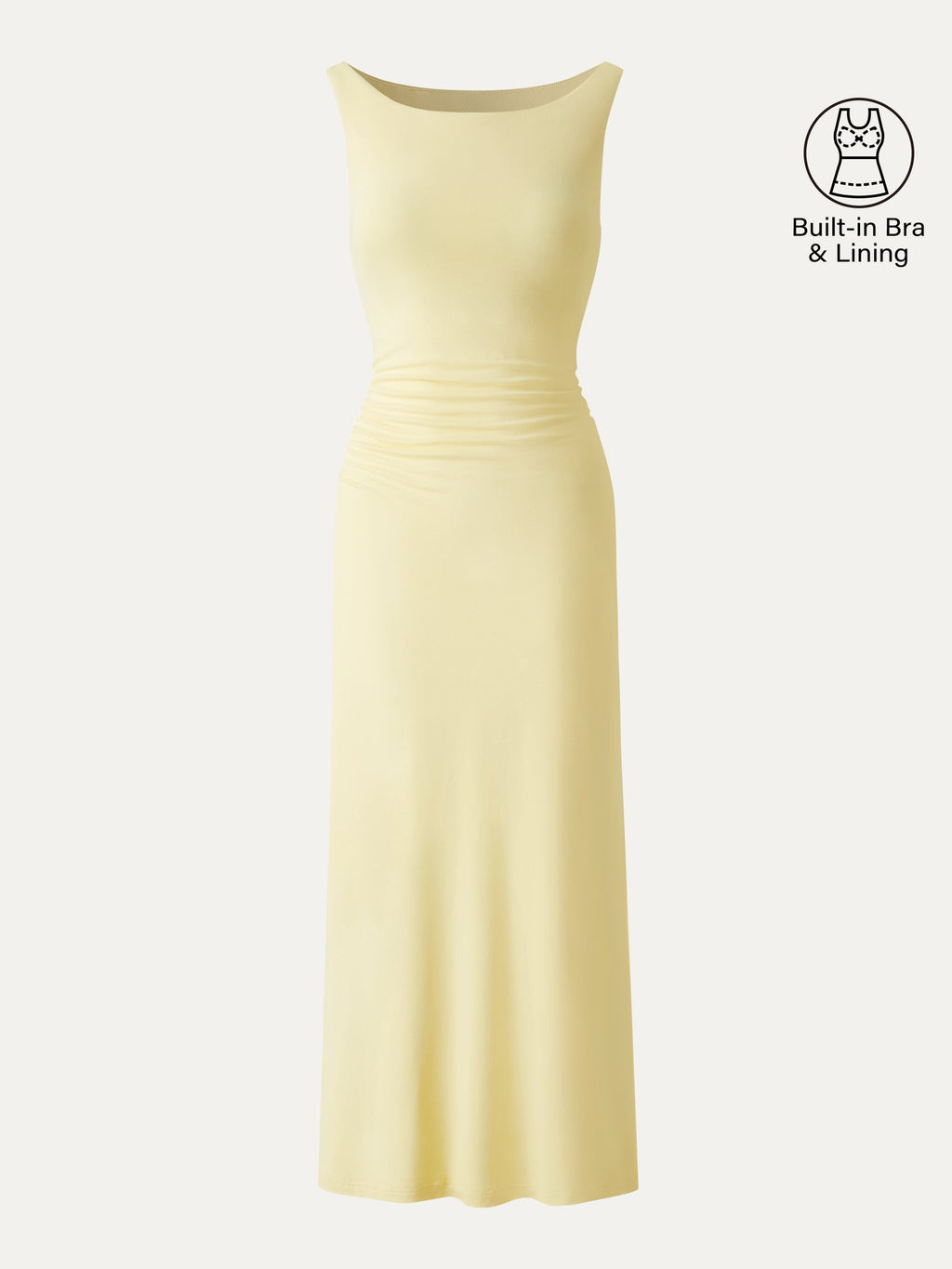 OGLmove Women's Boatneck Ruched Midi Bra Dress