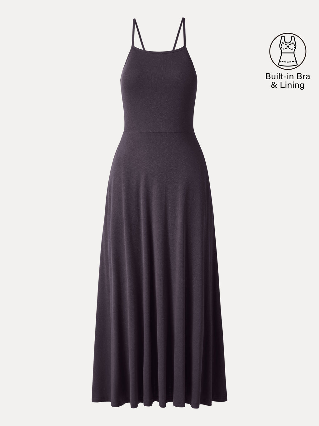 OGLmove Soft Linen Knit Spaghetti Midi Bra Dress