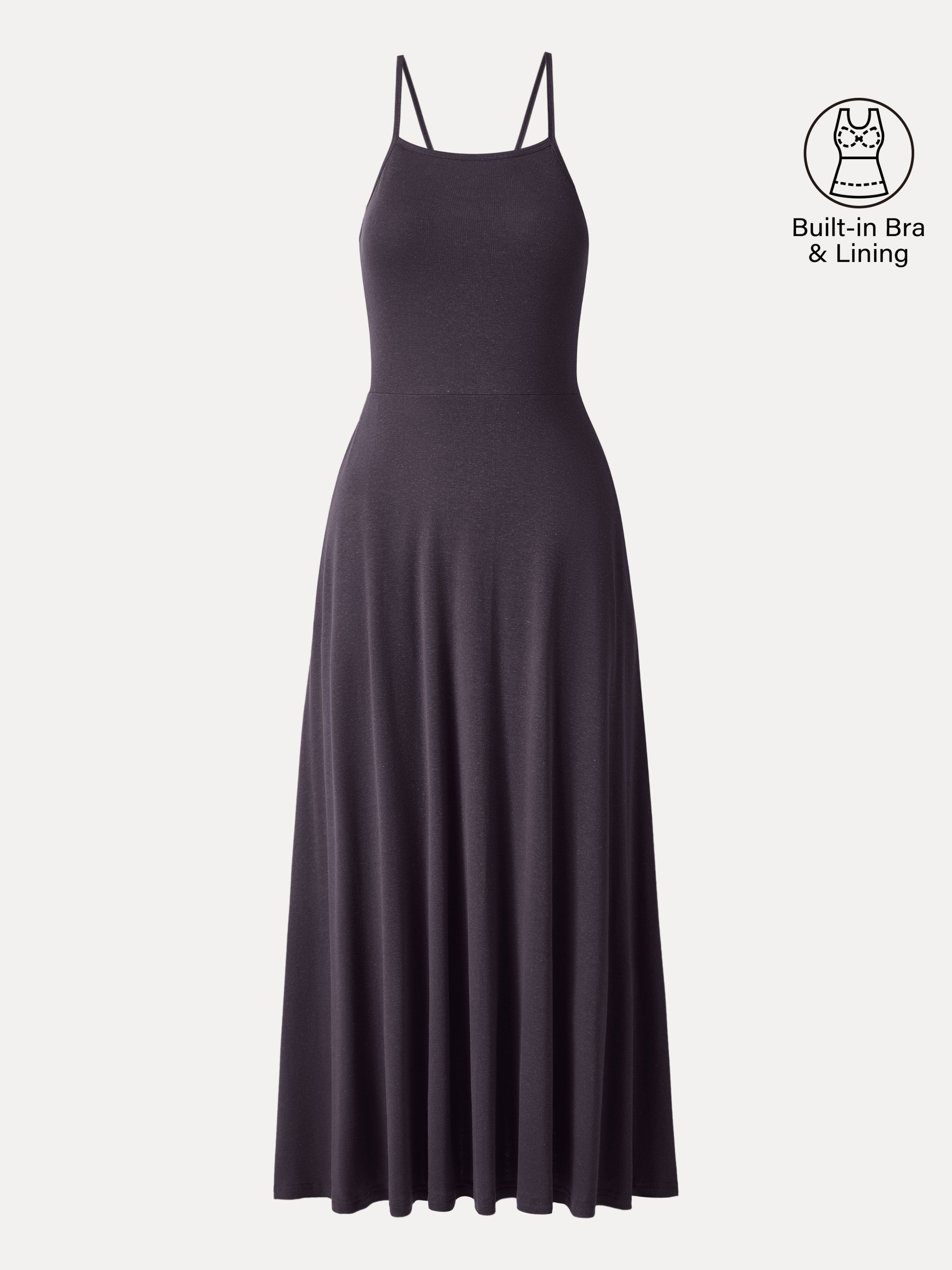 OGLmove Soft Linen Knit Spaghetti Midi Bra Dress