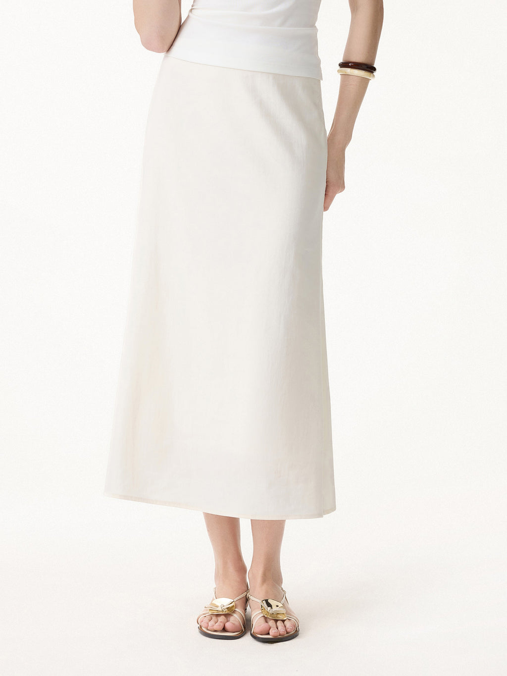 OGLmove Lyocell-Linen Flared Maxi Pull-On Skirt