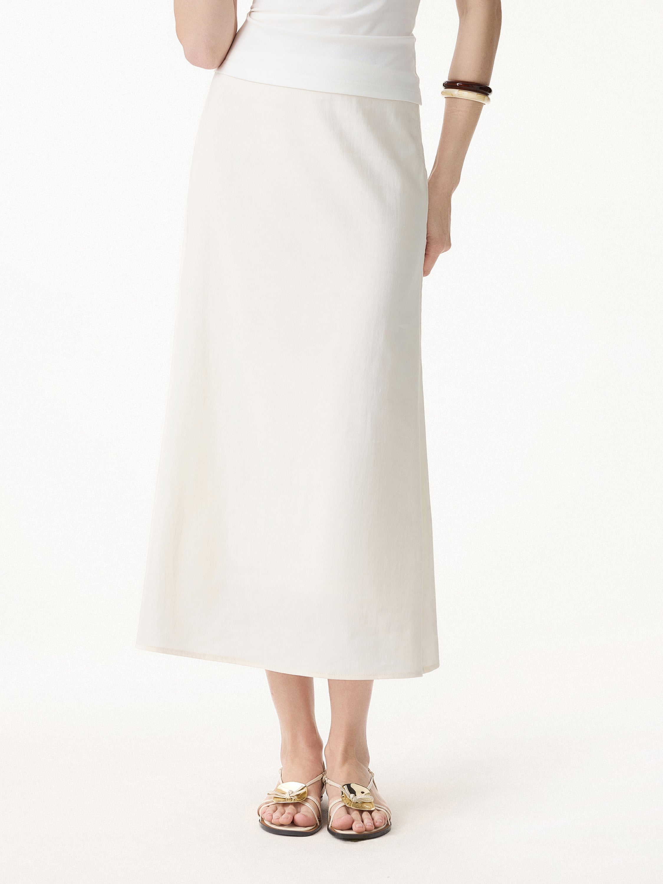 OGLmove Lyocell-Linen Flared Maxi Pull-On Skirt