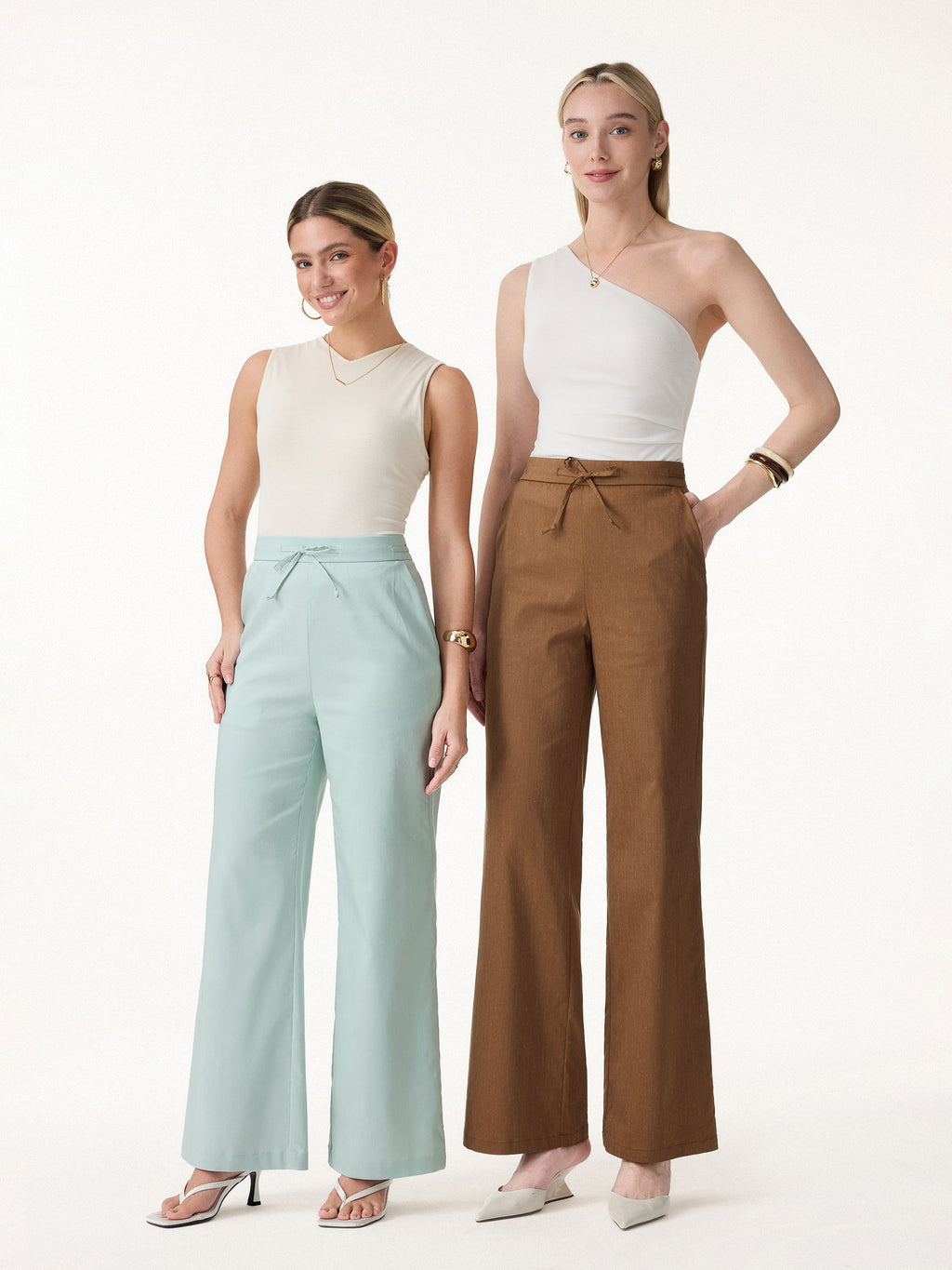 OGLmove Linen Drawstring Wide Leg Pant with Pockets