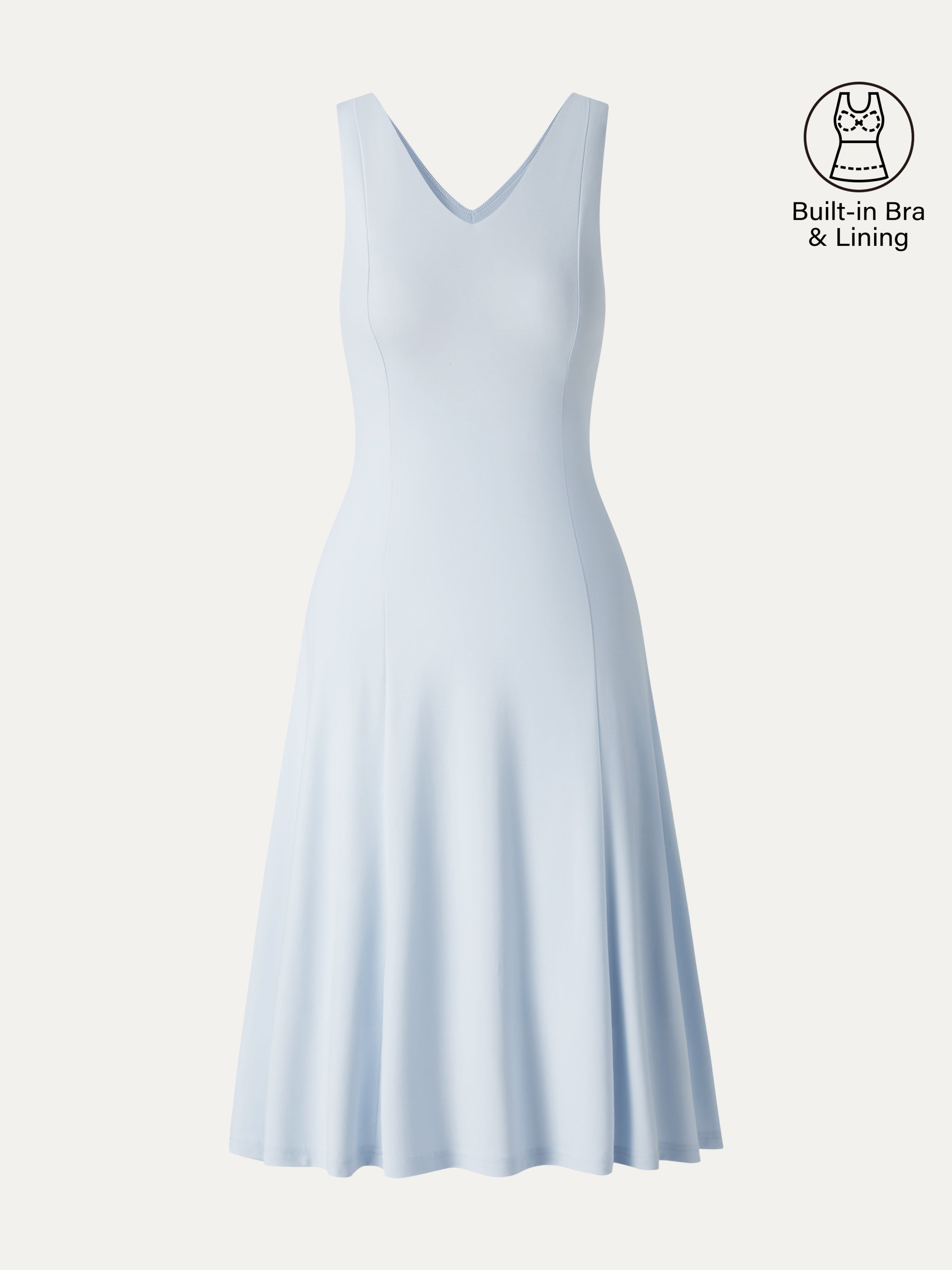 OGLmove Stretch Ponte V-Neck A-Line Midi Bra Dress