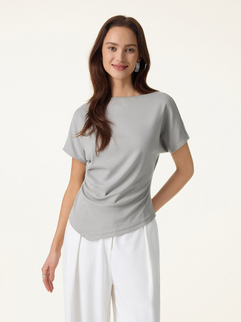 OGLmove Cotton Lyocell Boatneck Angled Summer Tee