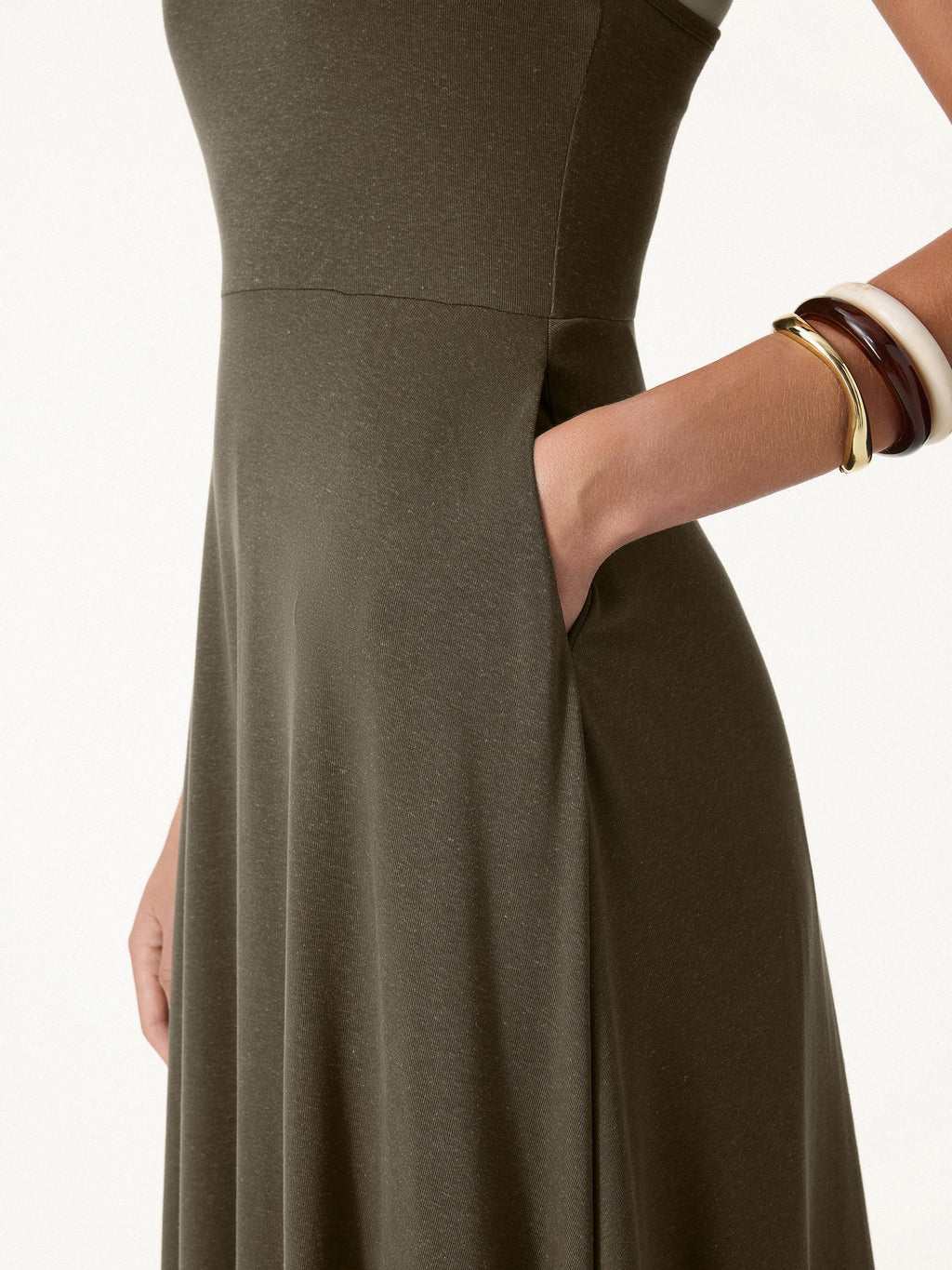 OGLmove Soft Linen Knit Spaghetti Midi Bra Dress