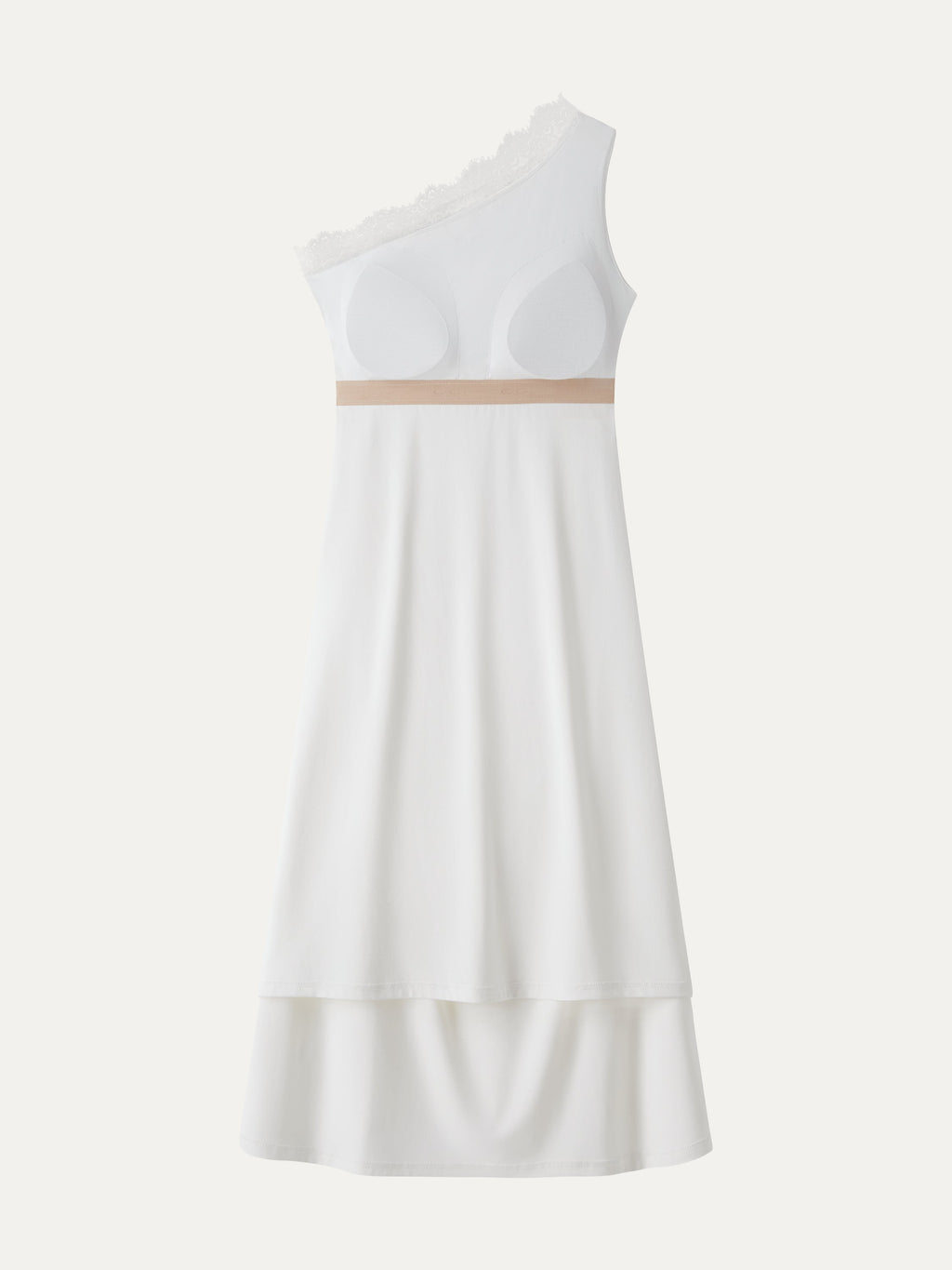 OGLmove Women's Lace Trim One Shoulder Ruched Bra Dress