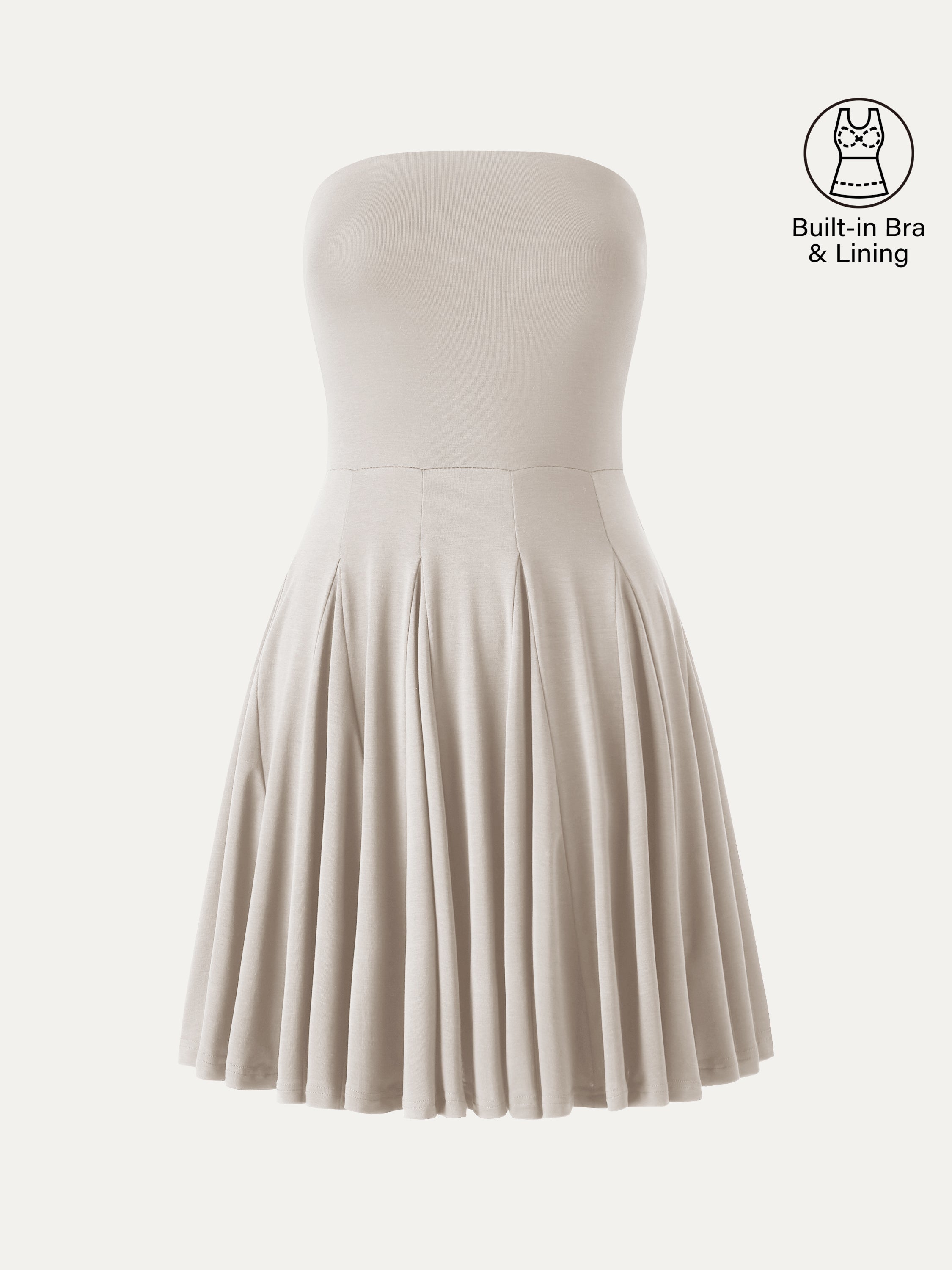 OGLmove Women's Bandeau Godet Circle Flare Mini Bra Dress